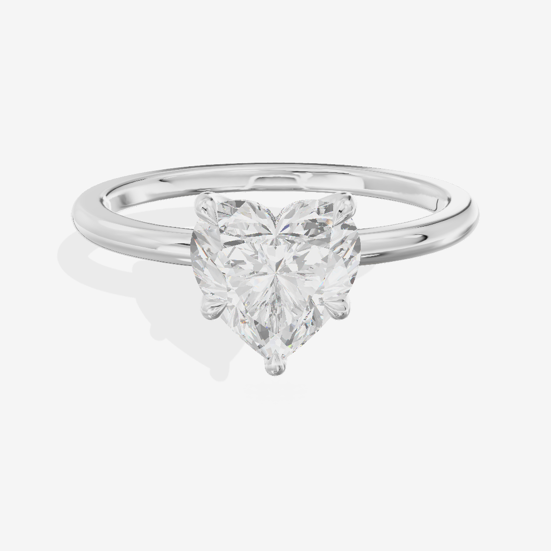 Sincere Cathedral 1.5mm Heart Six-Prong Engagement Ring in 18K White Gold