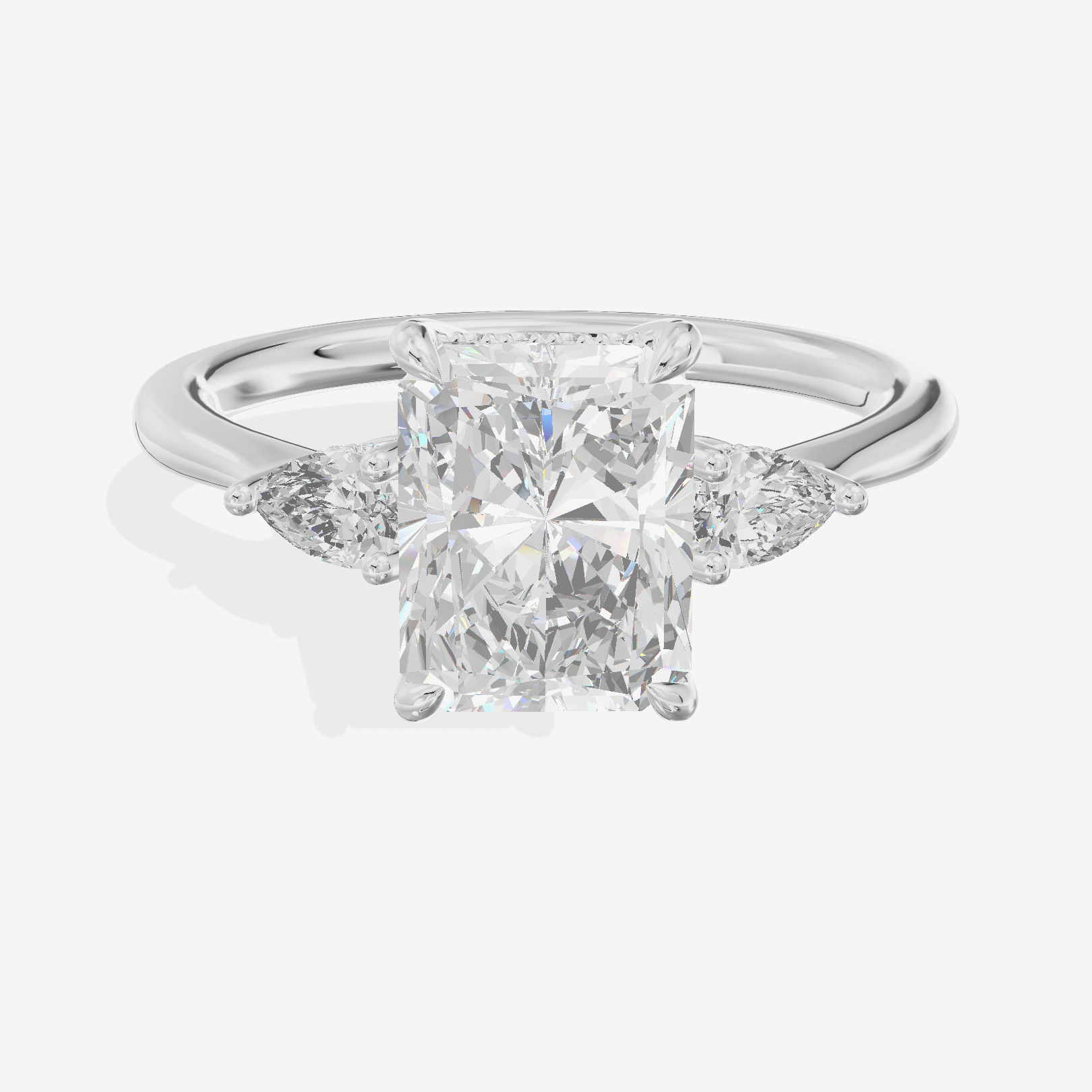 Petite Vowsae Three Stone Radiant Engagement Ring (1/4 ct. tw.) in Platinum