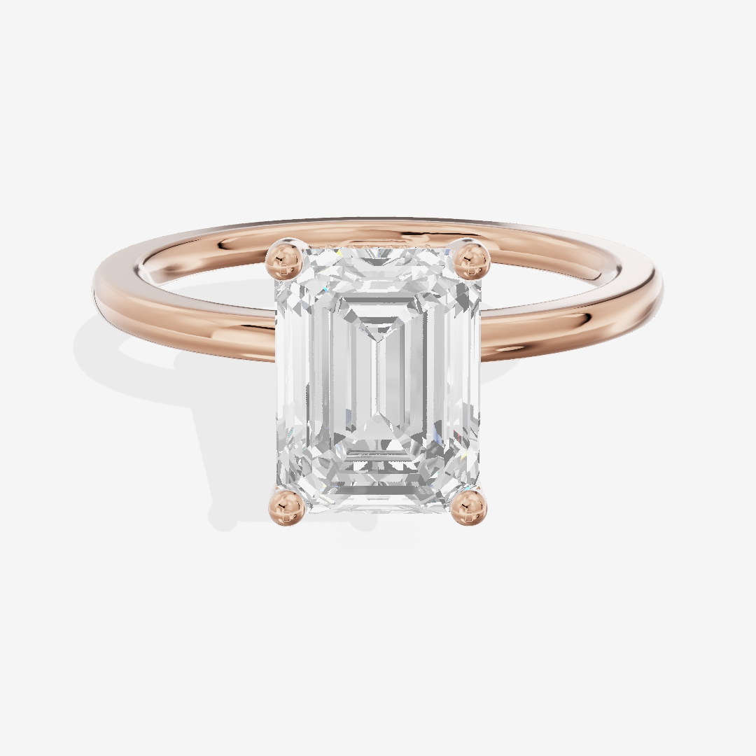 Vowsae Hidden Halo Emerald Engagement Ring (1/20 ct. tw.) in 18K Rose Gold