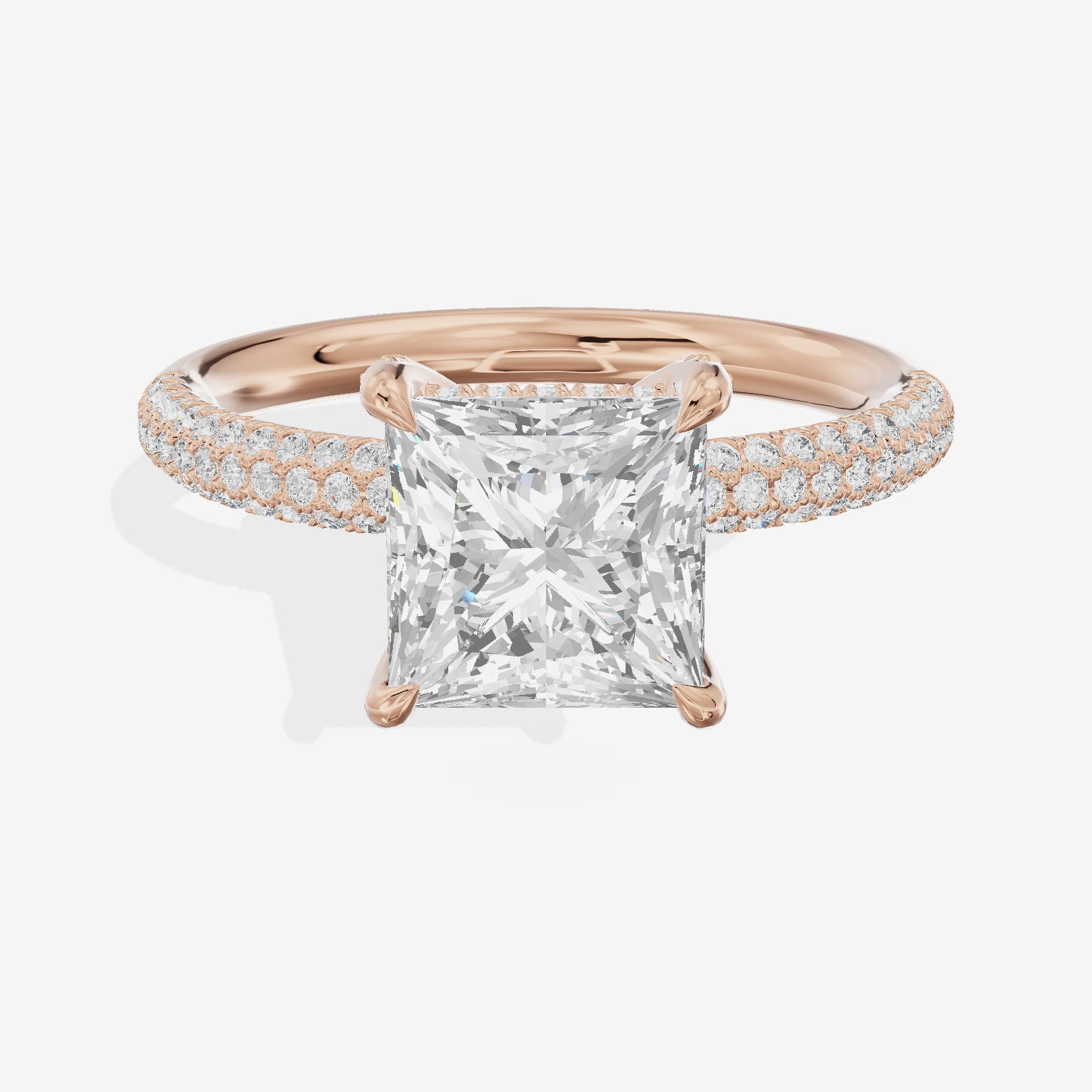 Modern Selenia Princess Engagement Ring with Side Stones (1/6 ct. tw.) in 18K Rose Gold