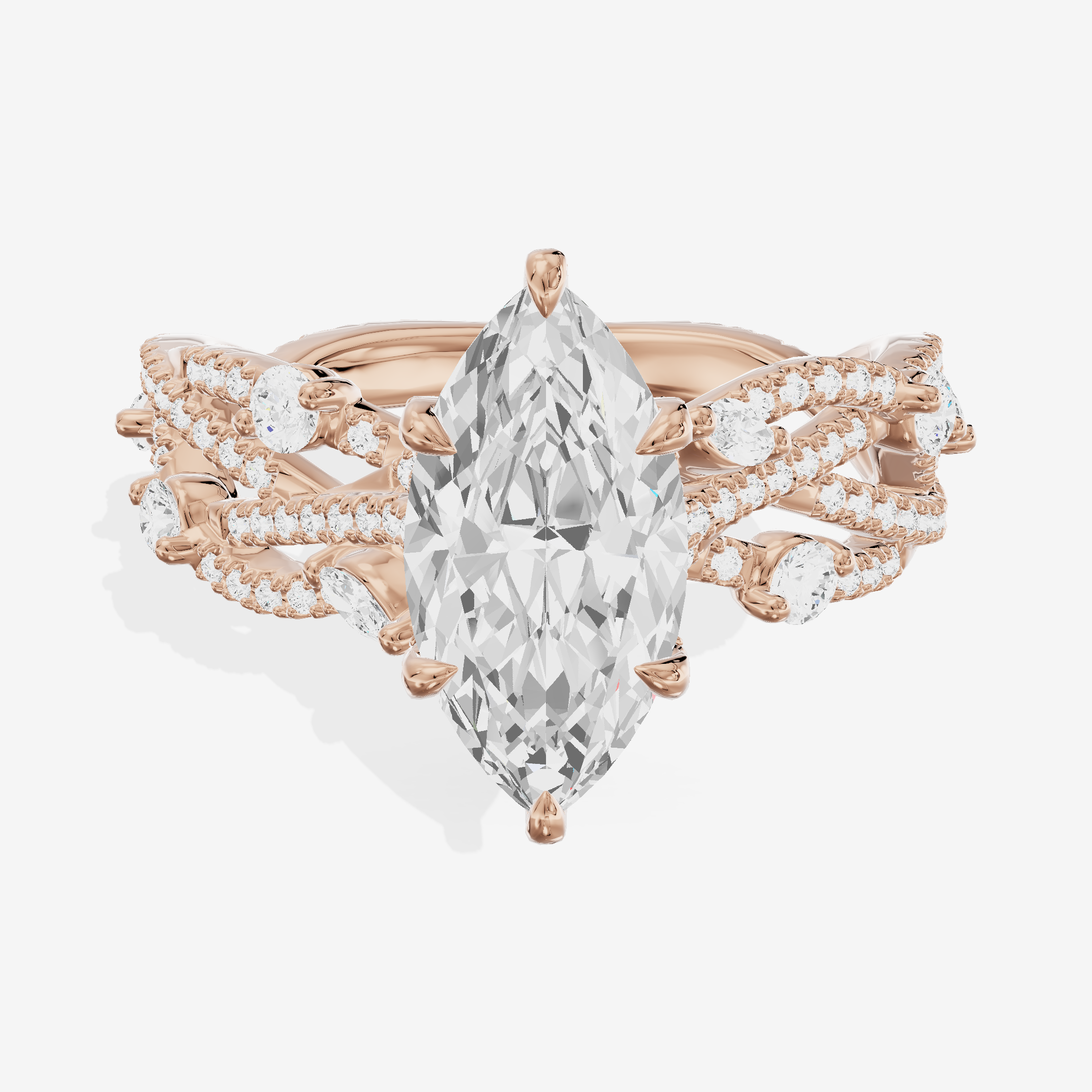 One of One Petite Marquise Engagement Ring with Side Stones (1/4 ct. tw.) in 18K Rose Gold