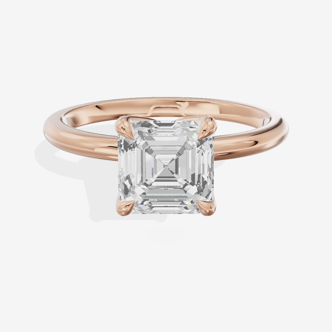 Vintage Aimora 1.8mm Asscher Solitaire Engagement Ring in 14K Rose Gold