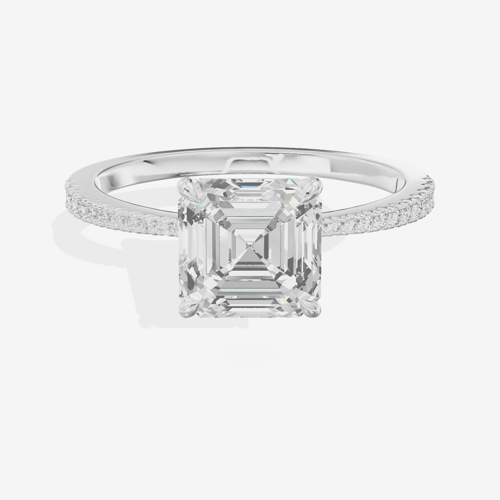 Luxe Promezza Asscher Engagement Ring with Side Stones (1/2 ct. tw.) in 14K White Gold