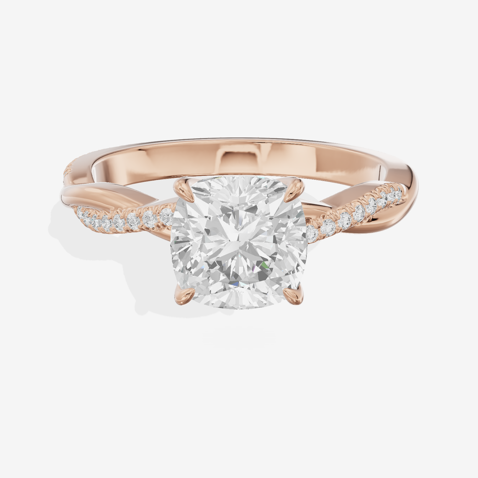 Petite Lumera Cushion Pavé Engagement Ring (1/8 ct. tw.) in 18K Rose Gold