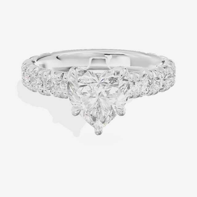 Crowned Sincere Heart Engagement Ring with Side Stones (3/4 ct. tw.) in 18K White Gold