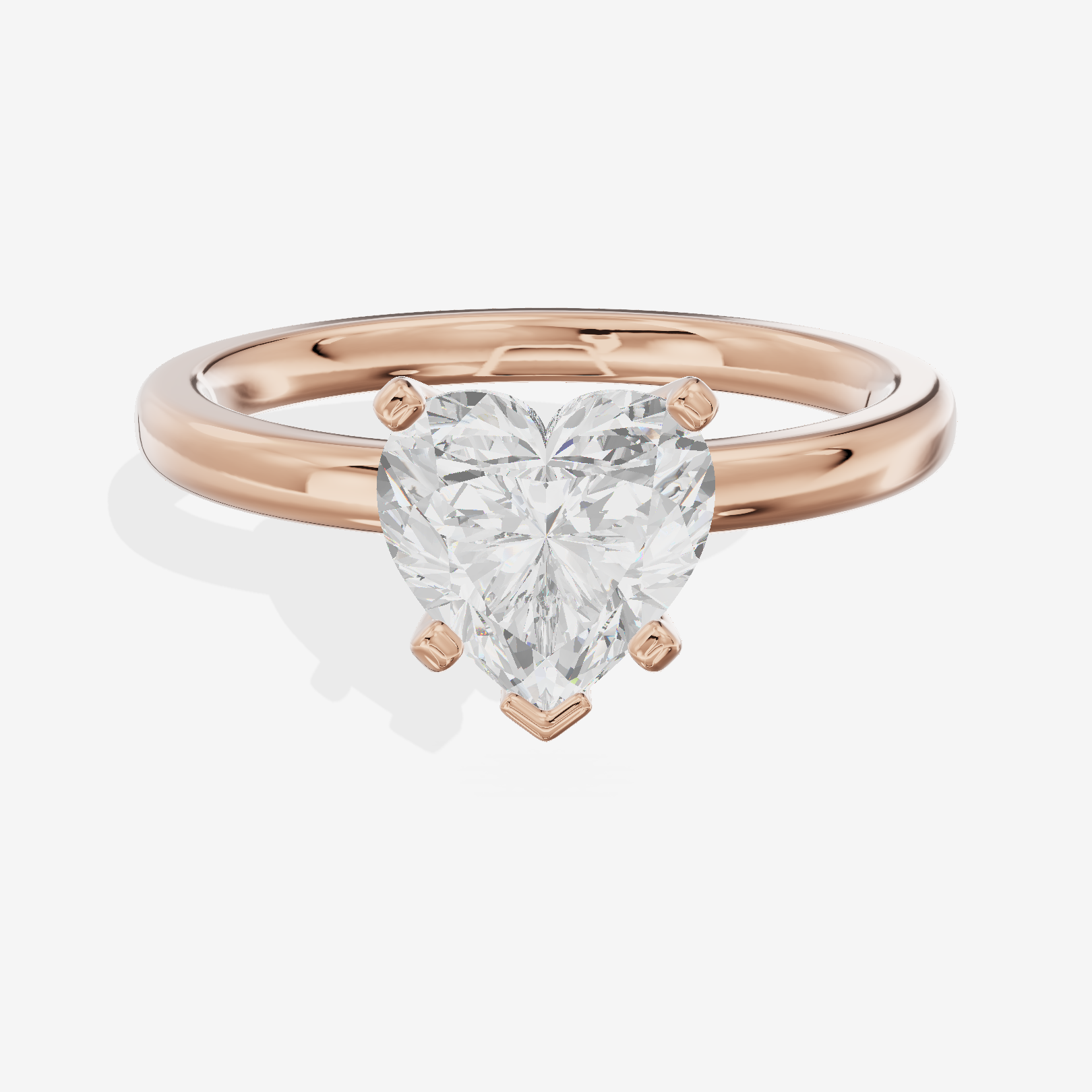 Sincere 2mm Heart Solitaire Engagement Ring in 18K Rose Gold