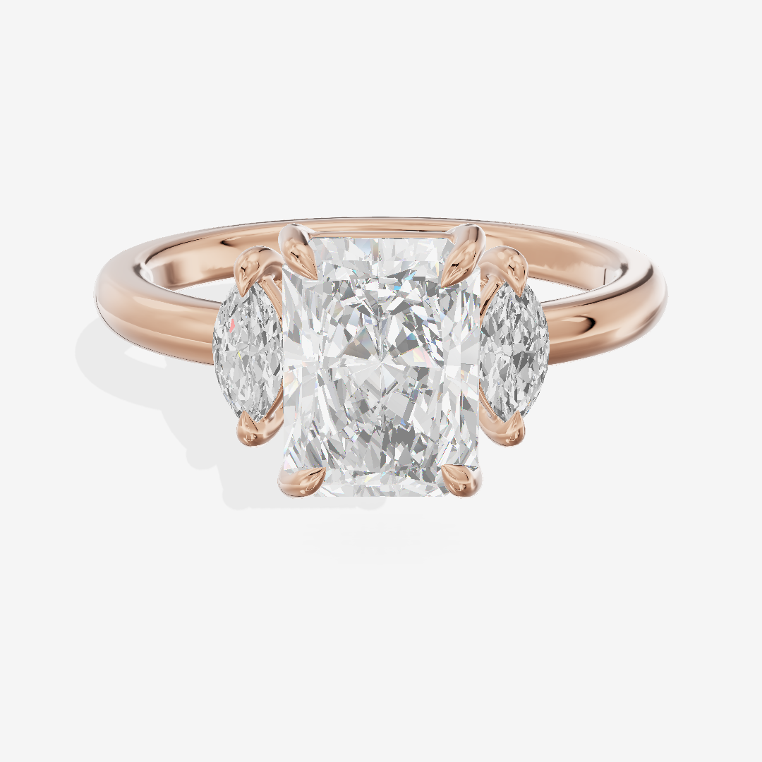 Classic Sincere Three Stone Radiant Engagement Ring (1/3 ct. tw.) in 14K Rose Gold