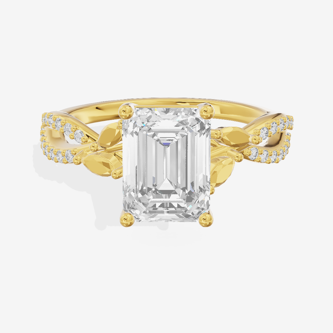 Luxe Domeline 1.5mm Emerald Solitaire Engagement Ring (1/8 ct. tw.) in 18K Yellow Gold