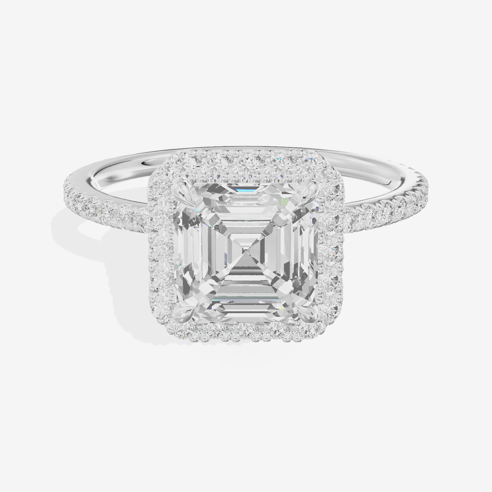 Selenia Asscher Hidden Halo Engagement Ring (1/6 ct. tw.) in 18K White Gold