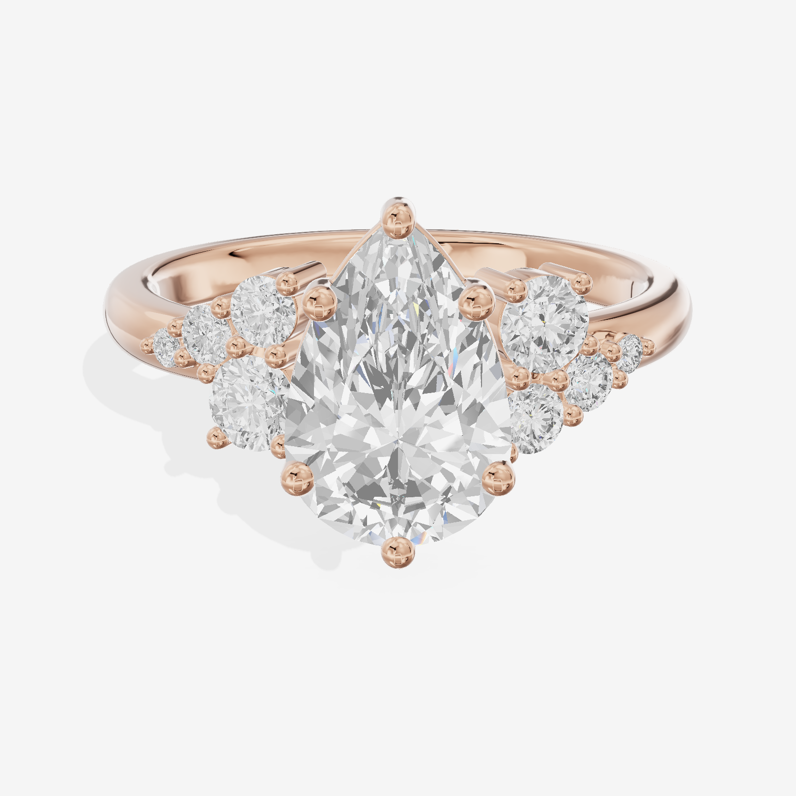 Modern Tender Pear Engagement Ring with Side Stones (1/3 ct. tw.) in 14K Rose Gold