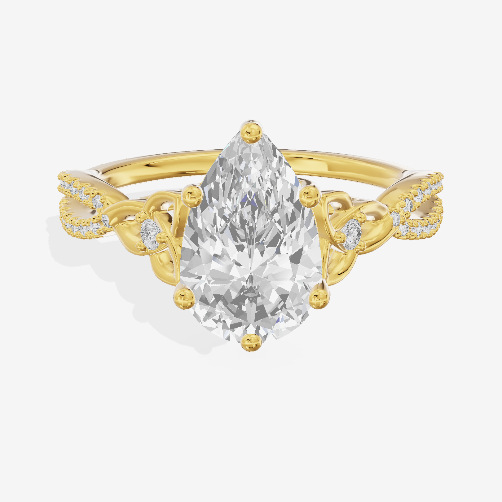 Luxe Vowsae Pear Engagement Ring with Side Stones (2/5 ct. tw.) in 18K Yellow Gold