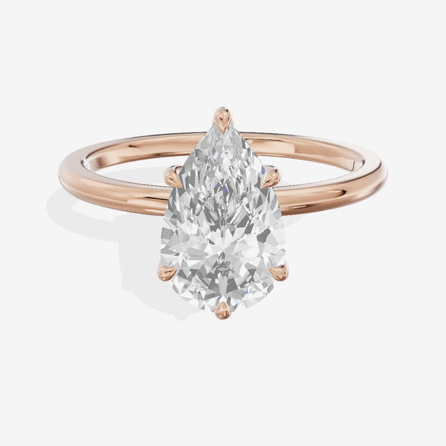 Sincere Cathedral 1.5mm Pear Six-Prong Engagement Ring in 14K Rose Gold