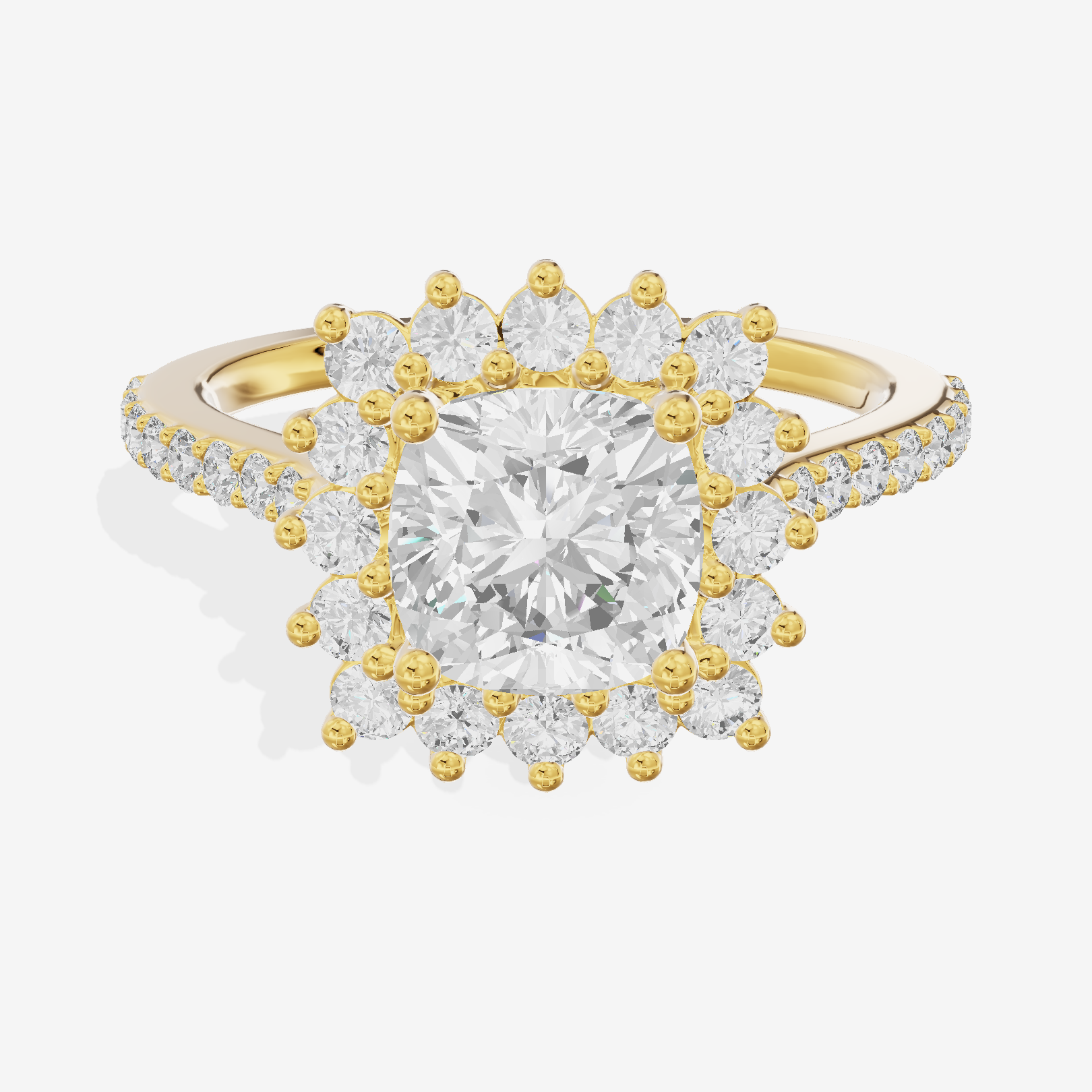 Sincere Halo Cushion Engagement Ring (1/15 ct. tw.) in 18K Yellow Gold