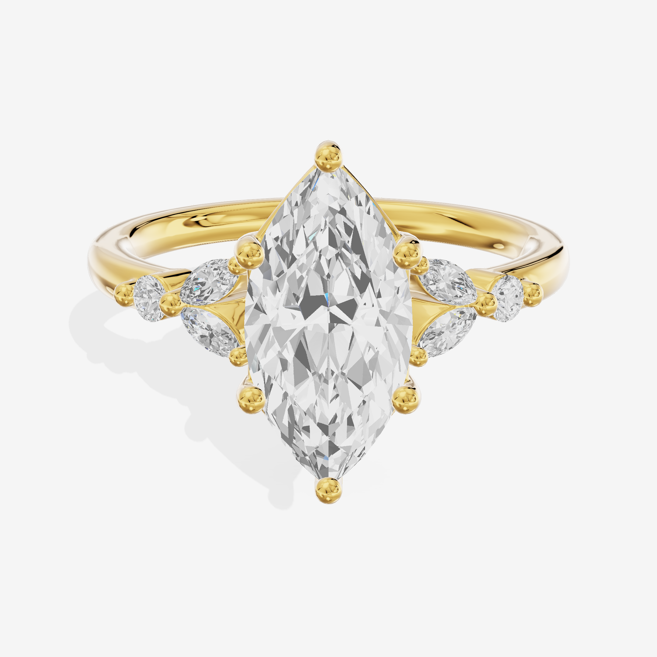 Whispered Halcyon Marquise Engagement Ring with Side Stones (1/6 ct. tw.) in 14K Yellow Gold