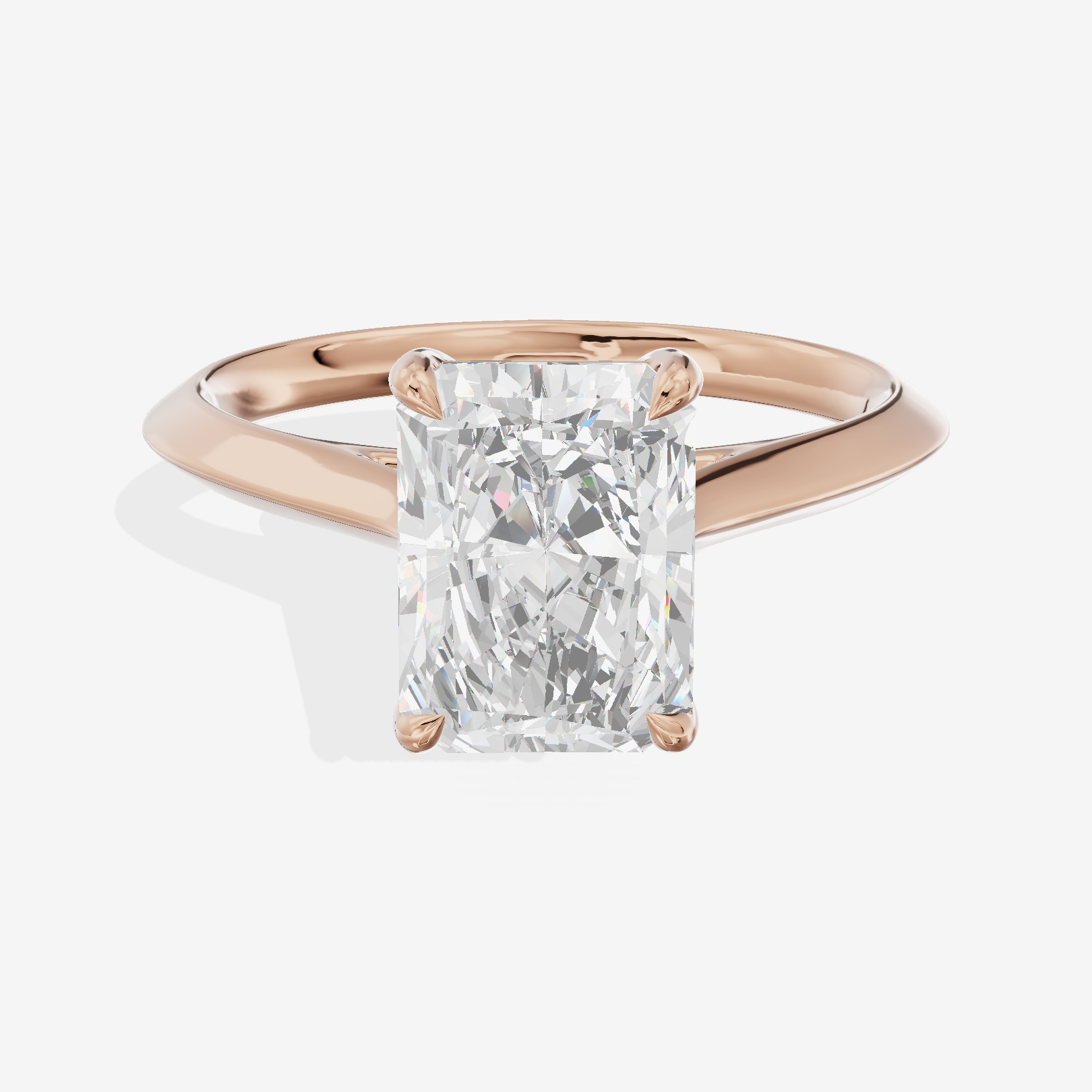 Belovae Solitaire 2mm Radiant Engagement Ring in 18K Rose Gold
