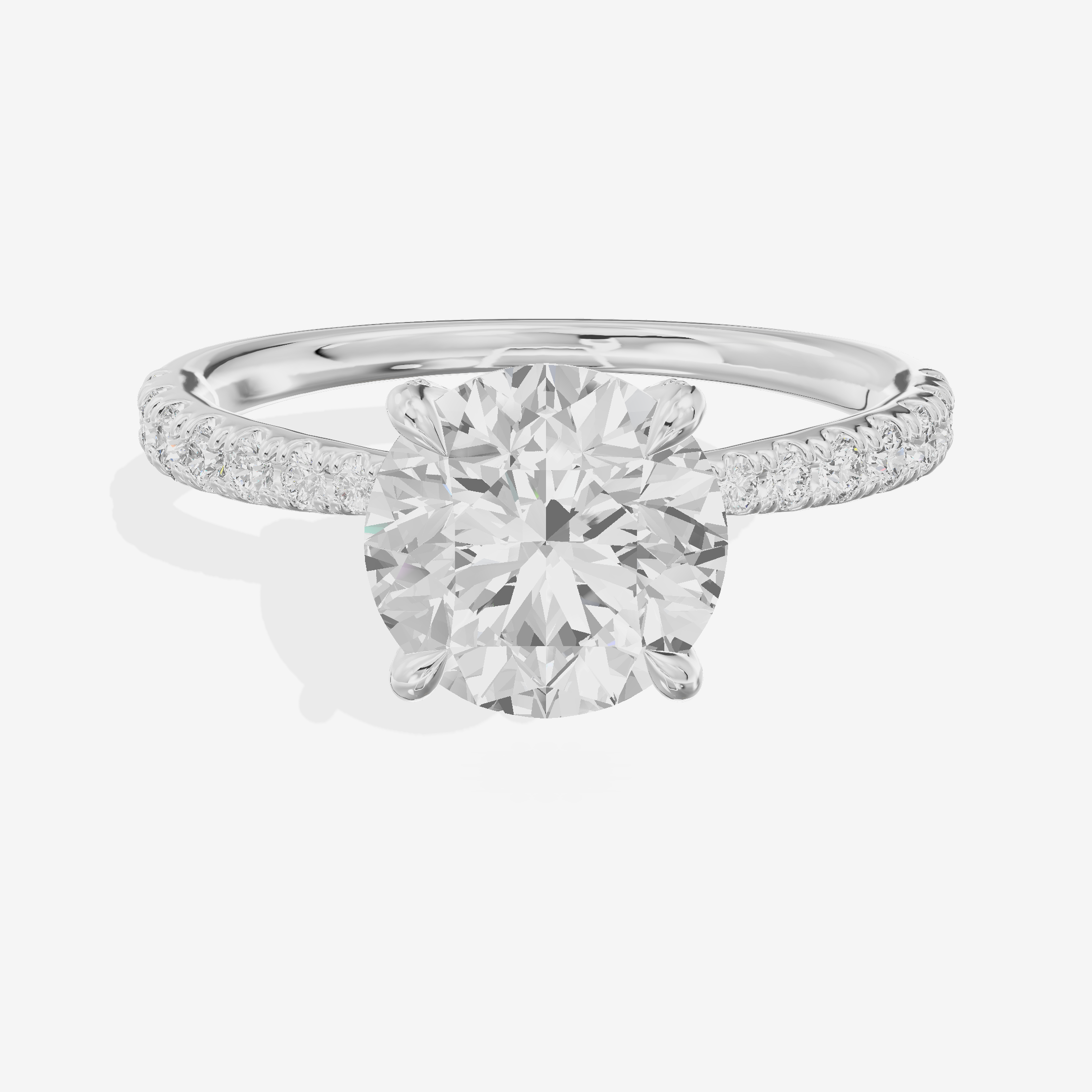 Whispered Lumera Round Engagement Ring with Side Stones (1/3 ct. tw.) in 14K White Gold