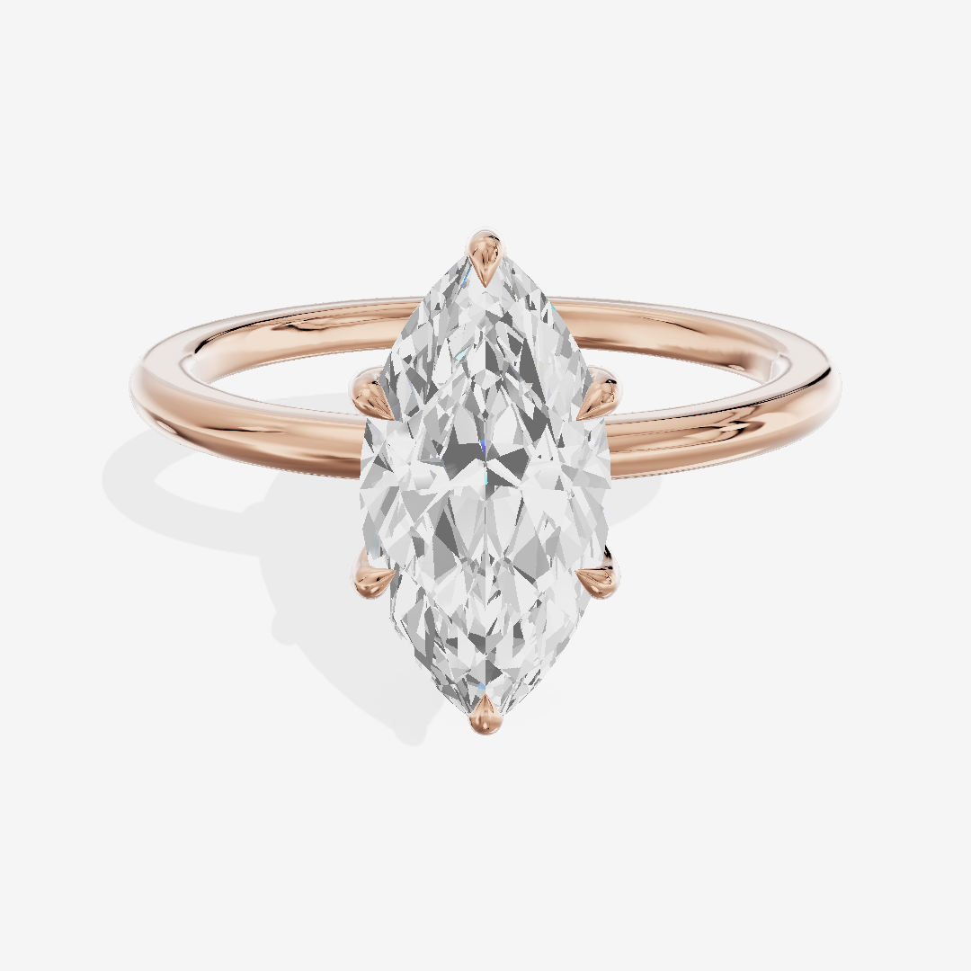 Sincere Cathedral 1.5mm Marquise Six-Prong Engagement Ring in 18K Rose Gold