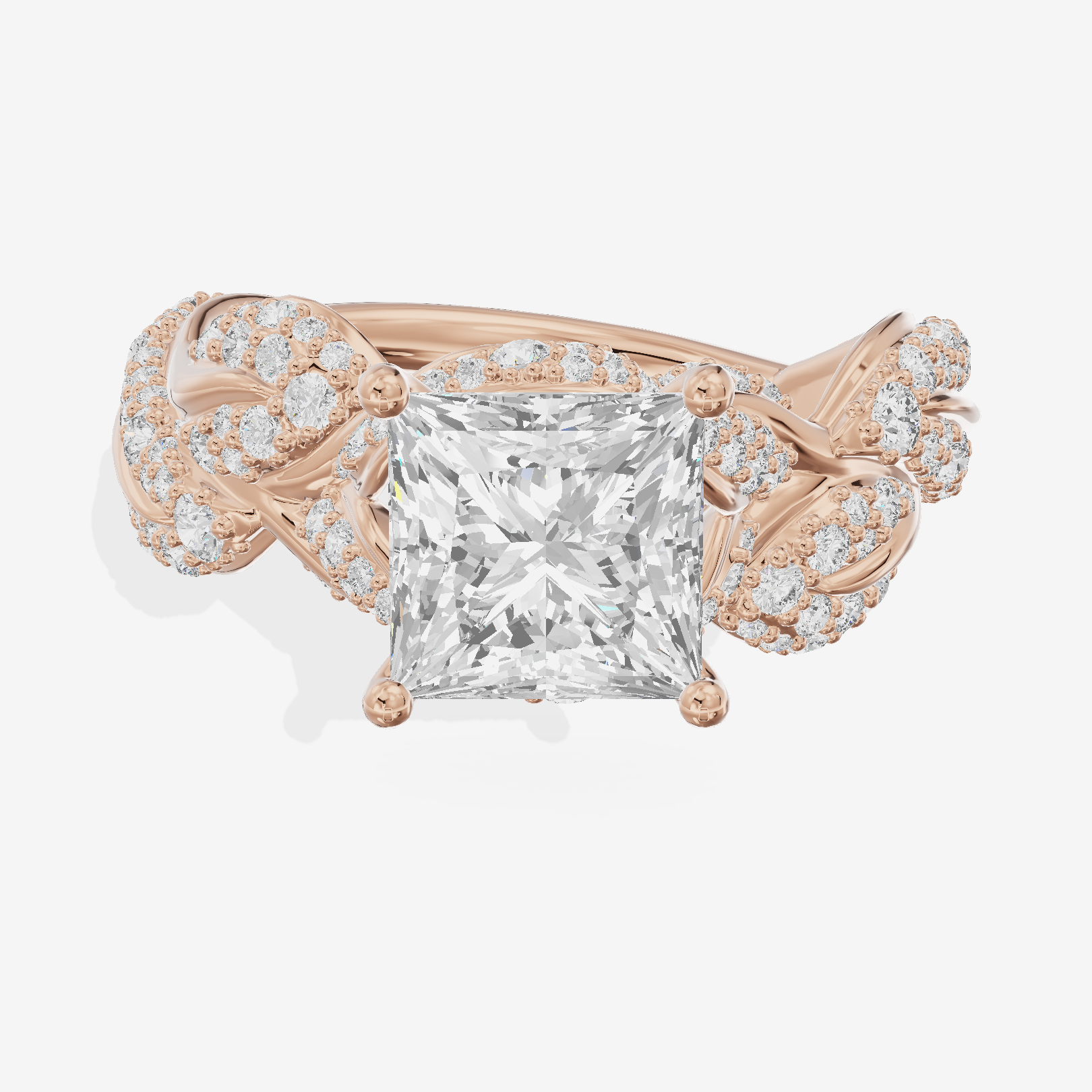Tender Aurea Princess Engagement Ring with Side Stones (1 ct. tw.) in 18K Rose Gold