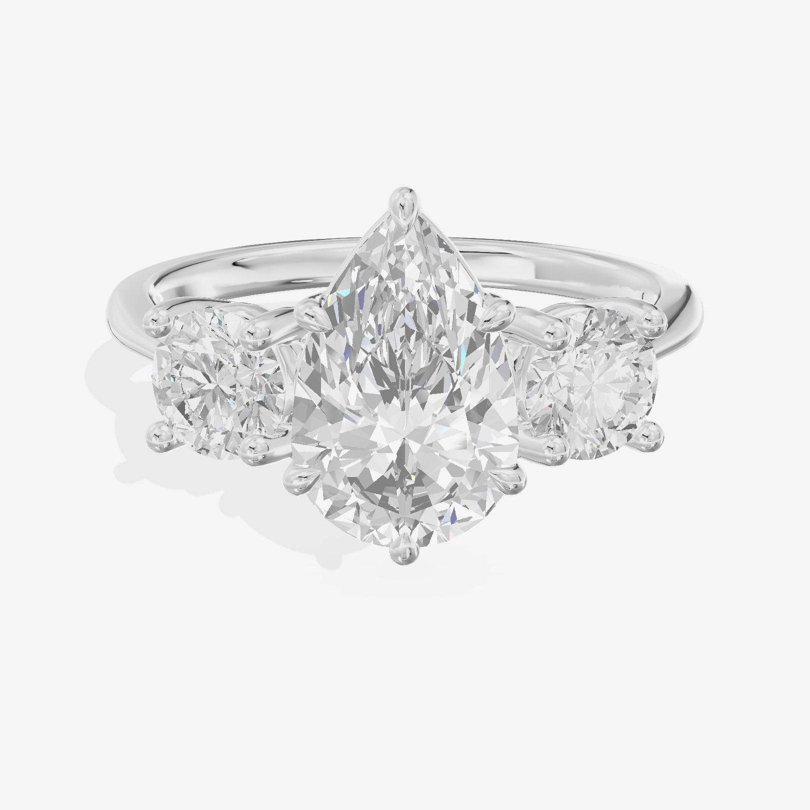 Luxe Trueheart Three Stone Pear Engagement Ring (2/3 ct. tw.) in 18K White Gold