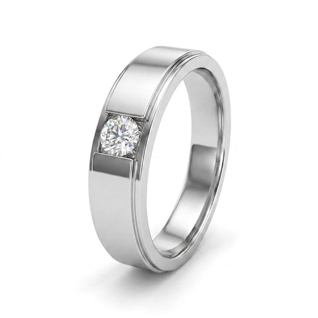 Low Profile Round Wedding Band (1/3 ct.) in 18K White Gold