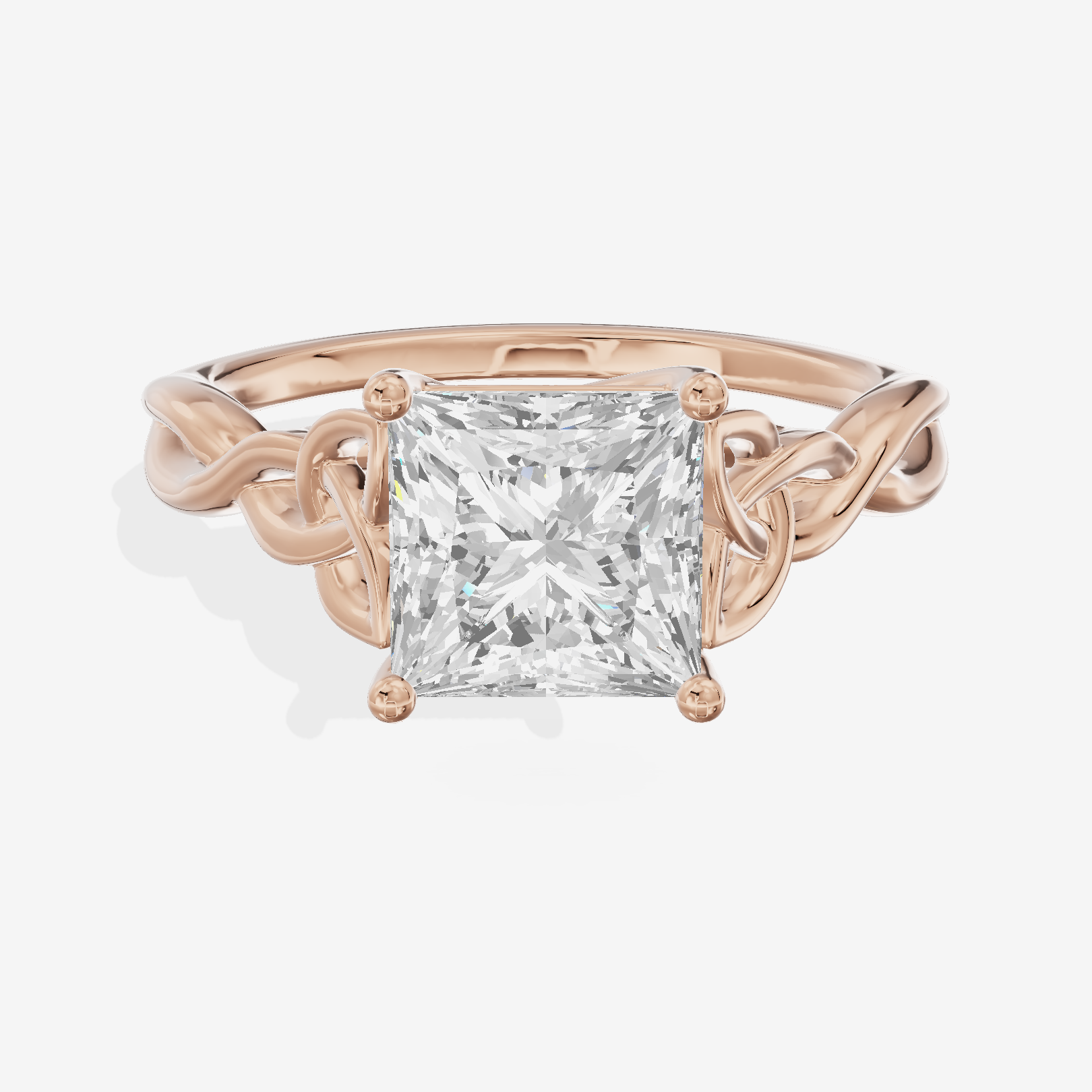 Modern Vowsae 2.5mm Princess Solitaire Engagement Ring in 14K Rose Gold