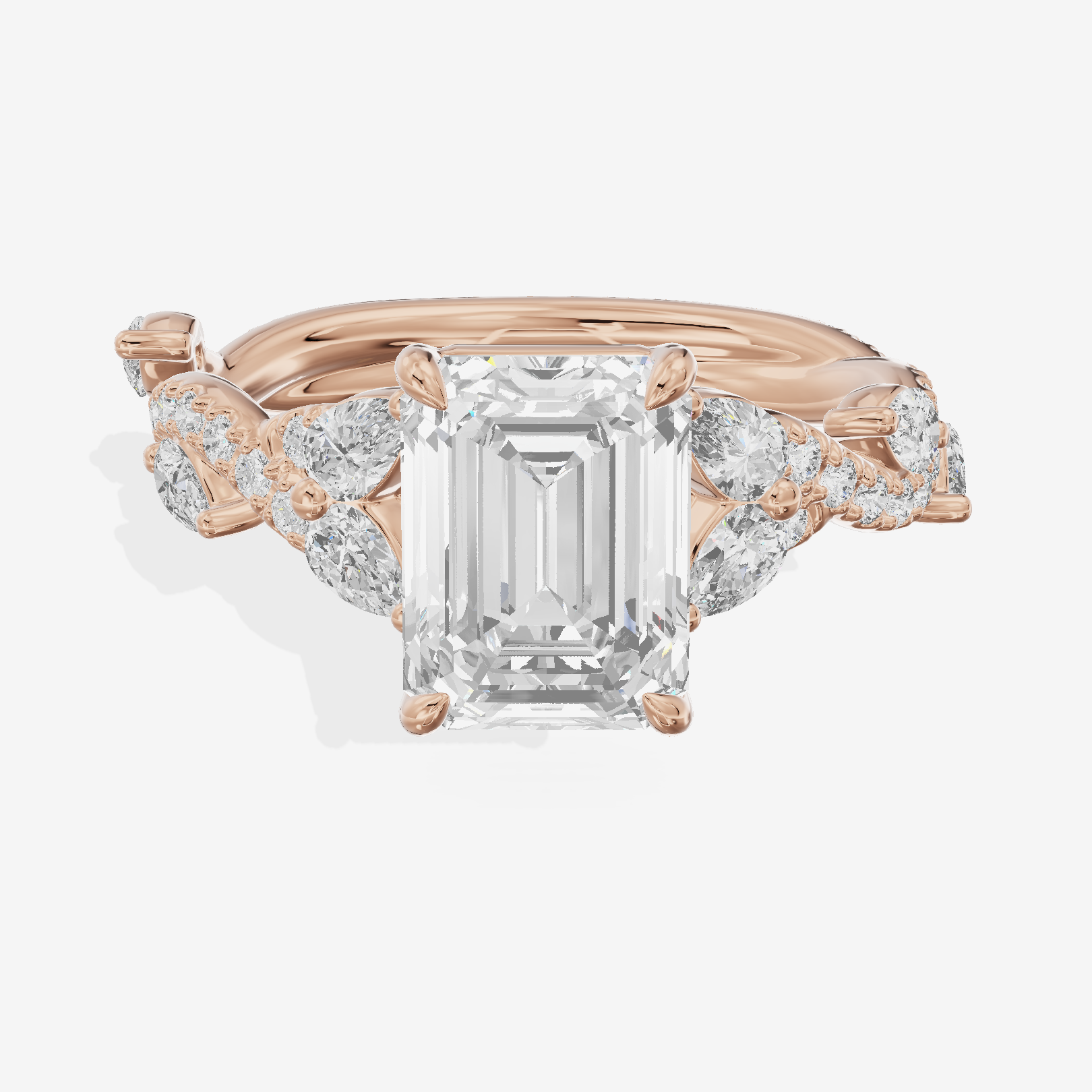 Vintage Heartline Emerald Engagement Ring (2/3 ct. tw.) in 18K Rose Gold