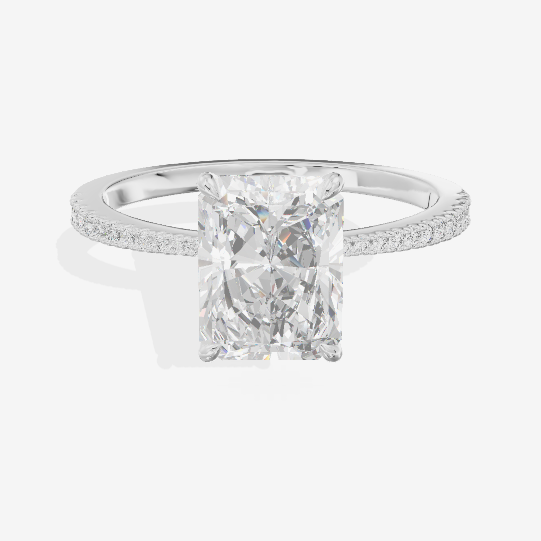 Grand Tender Radiant Engagement Ring with Side Stones (1/8 ct. tw.) in Platinum