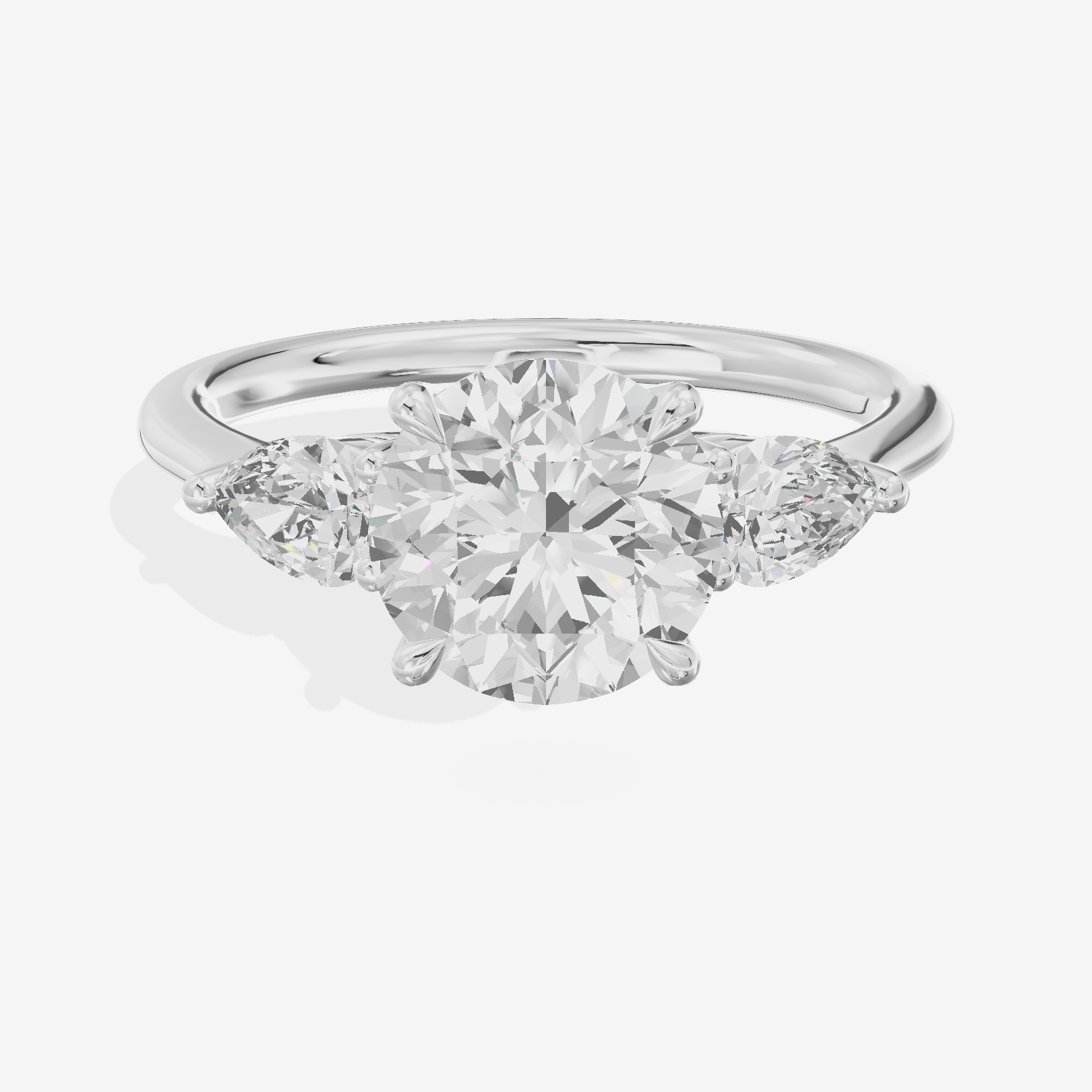 Luxe Aimora Three Stone Round Engagement Ring (3/4 ct. tw.) in 18K White Gold