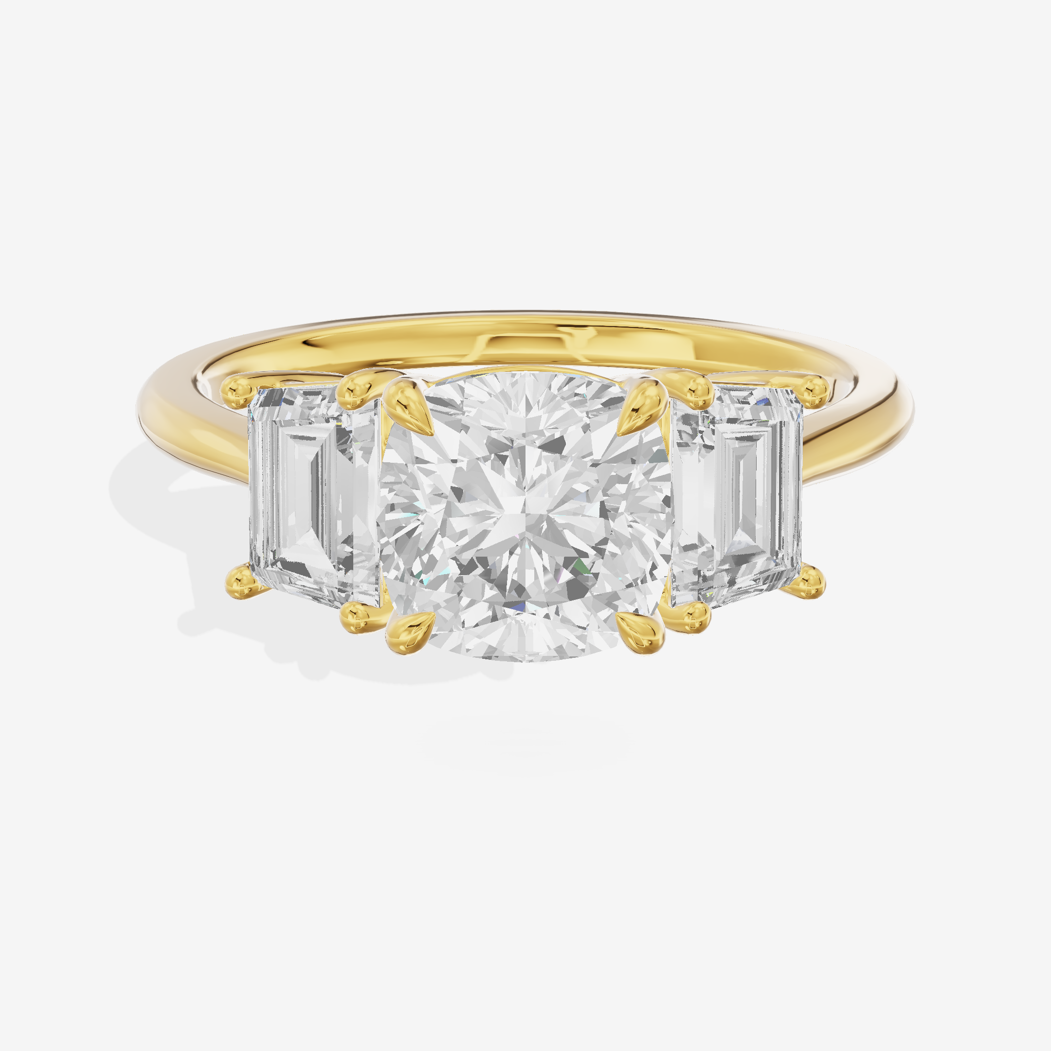 Luxe Promezza Three Stone Cushion Engagement Ring (3/5 ct. tw.) in 18K Yellow Gold