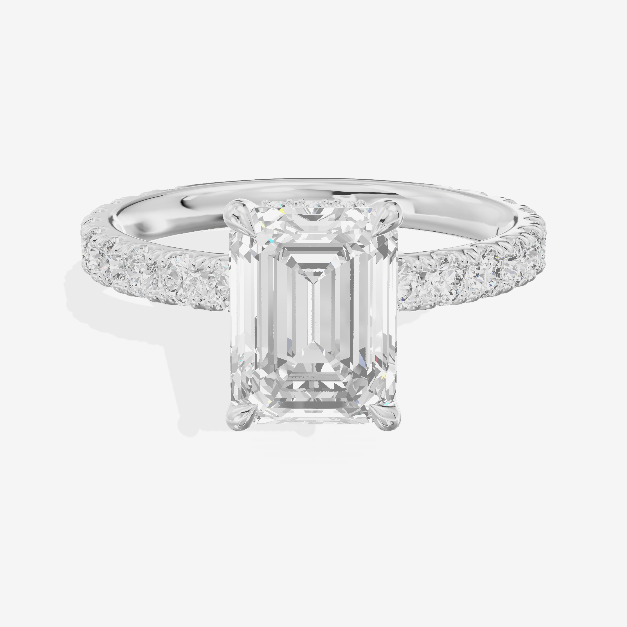 Grand Coeurine Emerald Engagement Ring with Side Stones (3/5 ct. tw.) in Platinum