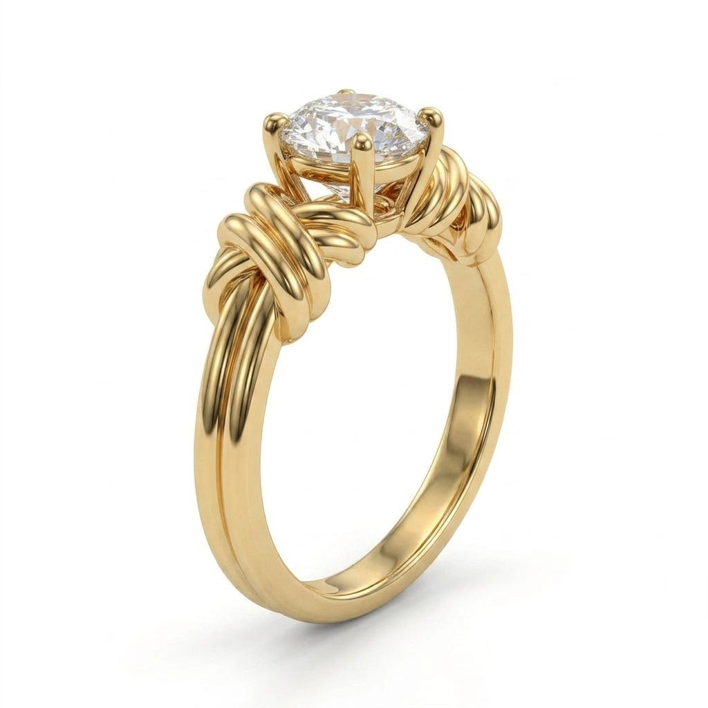 Solitaire Round Engagement Ring (1.02 ct.) in 18K Yellow Gold