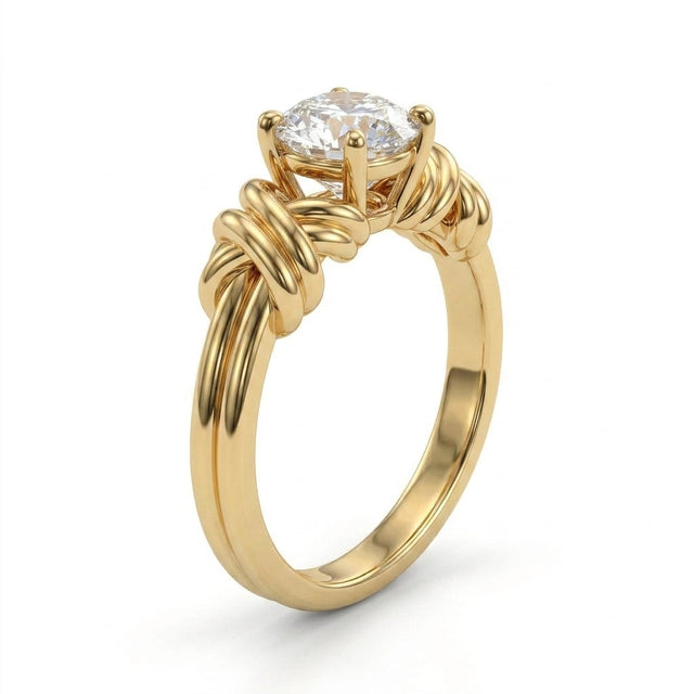 Solitaire Round Engagement Ring (1.02 ct.) in 18K Yellow Gold