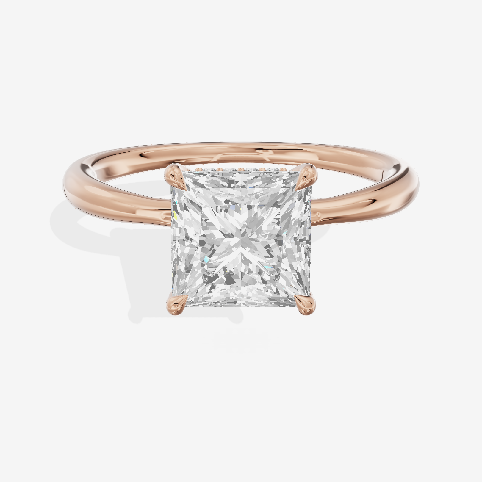 Adorae Princess Hidden Halo Engagement Ring (1/20 ct. tw.) in 14K Rose Gold