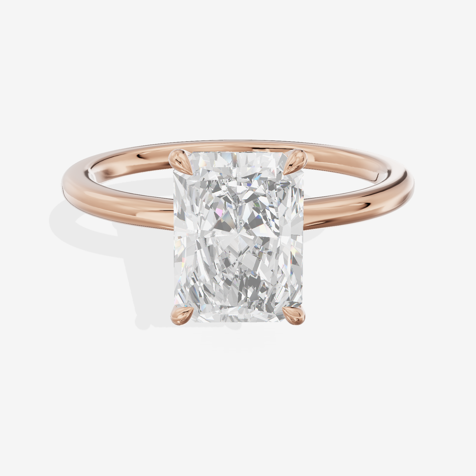 Coeurine Solitaire 1.8mm Radiant Solitaire Engagement Ring in 14K Rose Gold