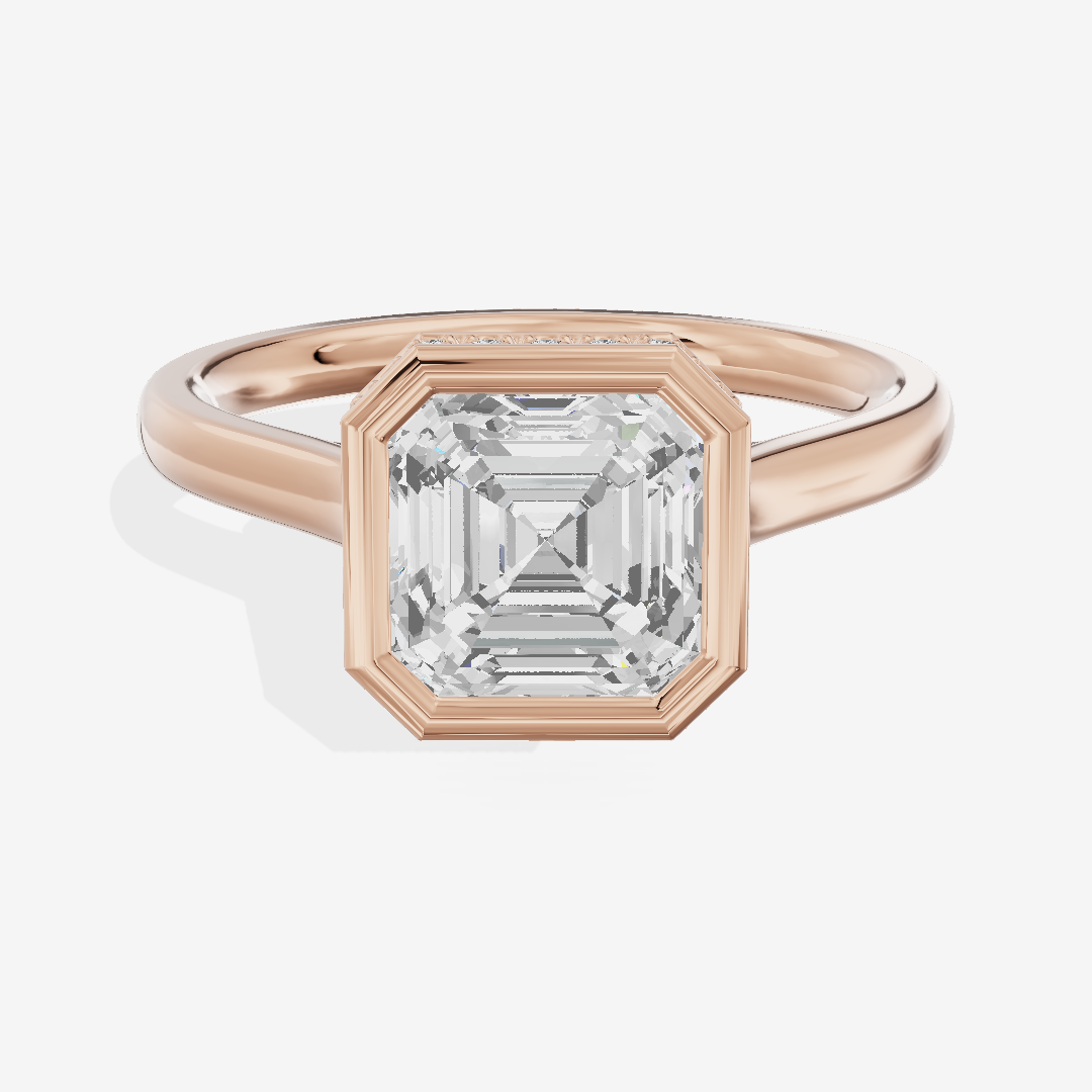 Sincere Hidden Halo Asscher Engagement Ring (1/6 ct. tw.) in 18K Rose Gold
