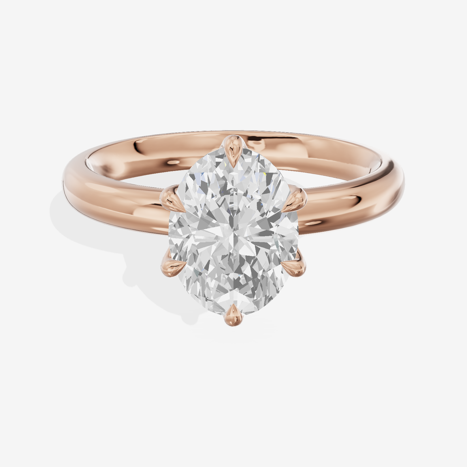 Vowsae 2.5mm Oval Six-Prong Engagement Ring in 18K Rose Gold