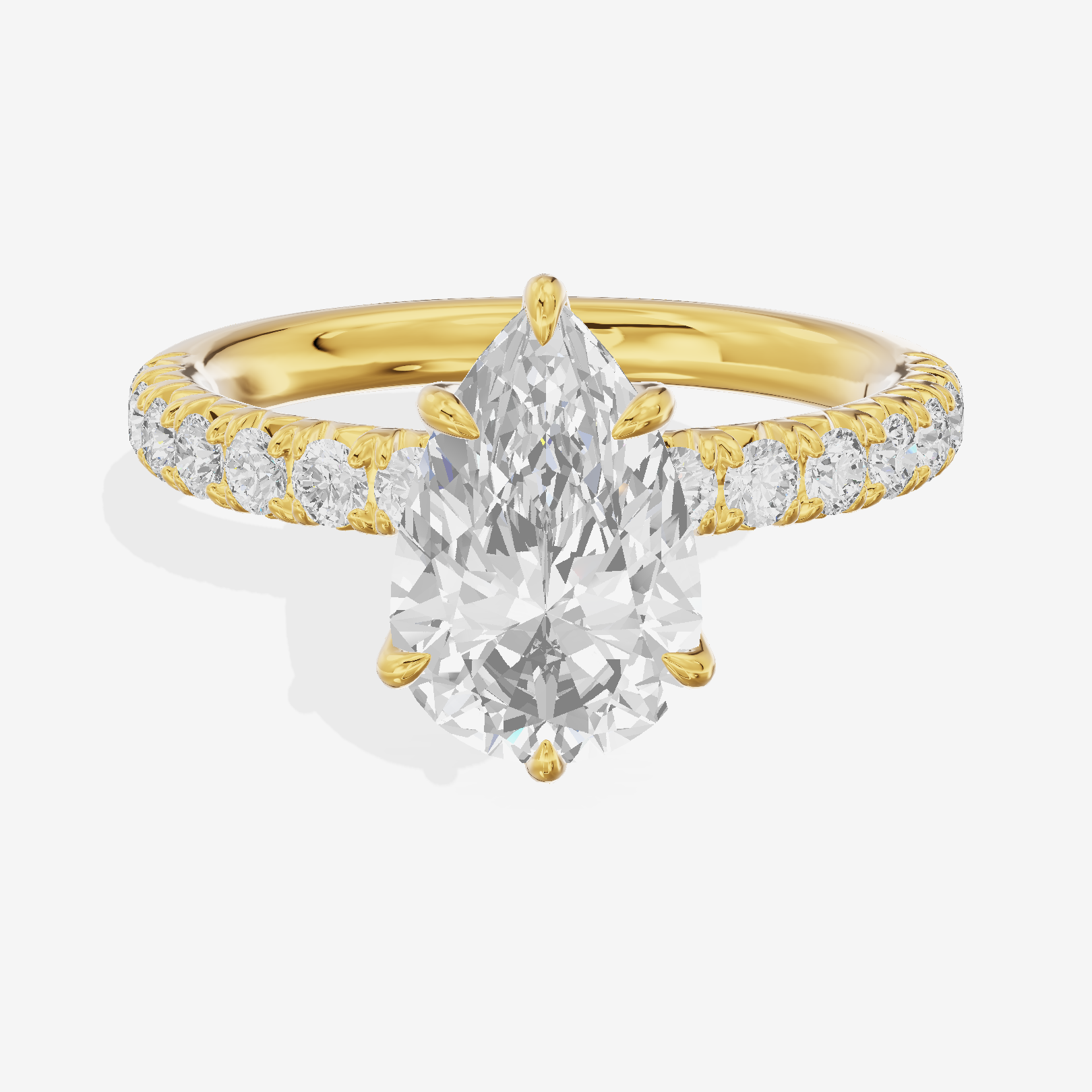 Lustrous Selenia Pear Engagement Ring with Side Stones (1/4 ct. tw.) in 18K Yellow Gold