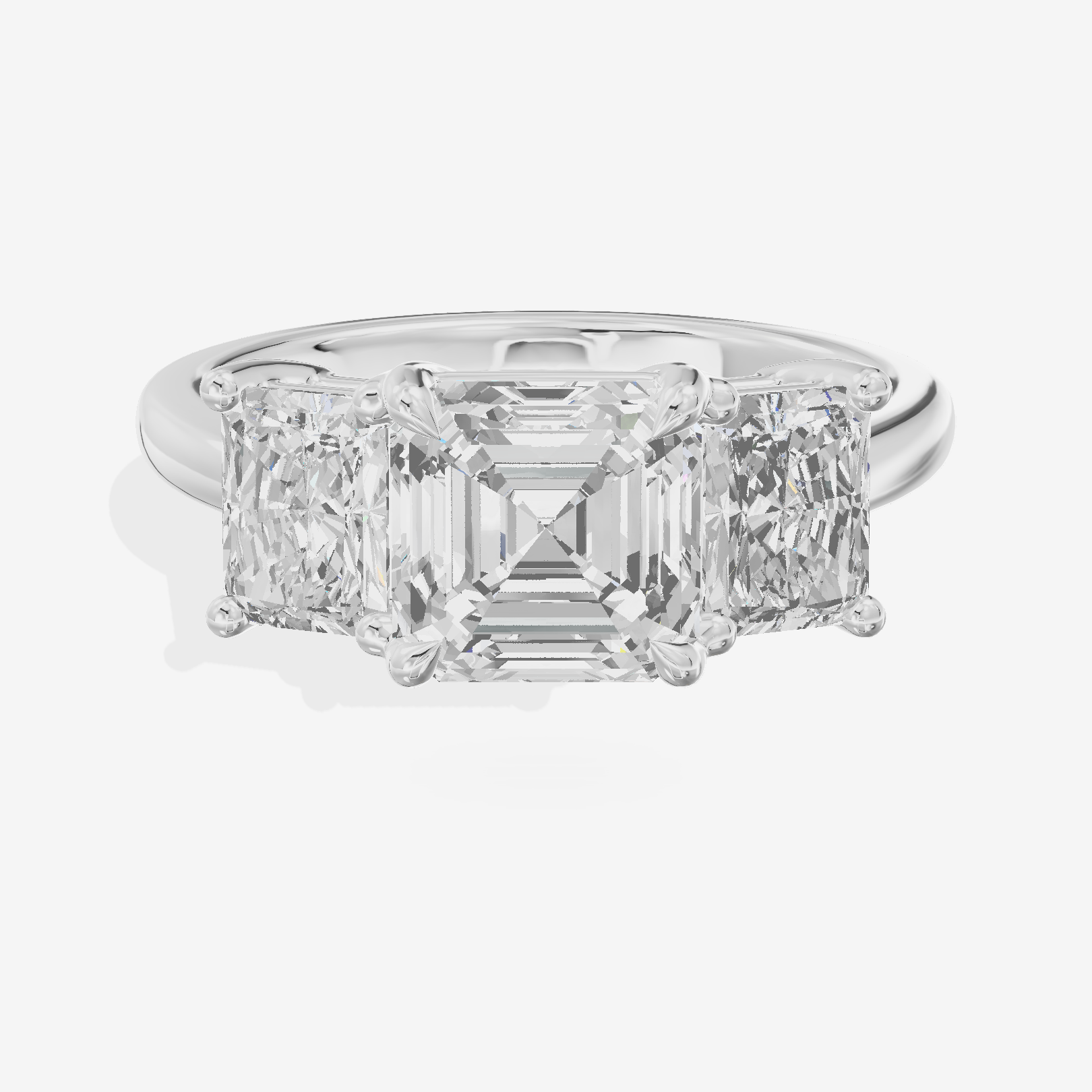 Twine Three Stone Asscher Engagement Ring (1/3 ct. tw.) in 14K White Gold