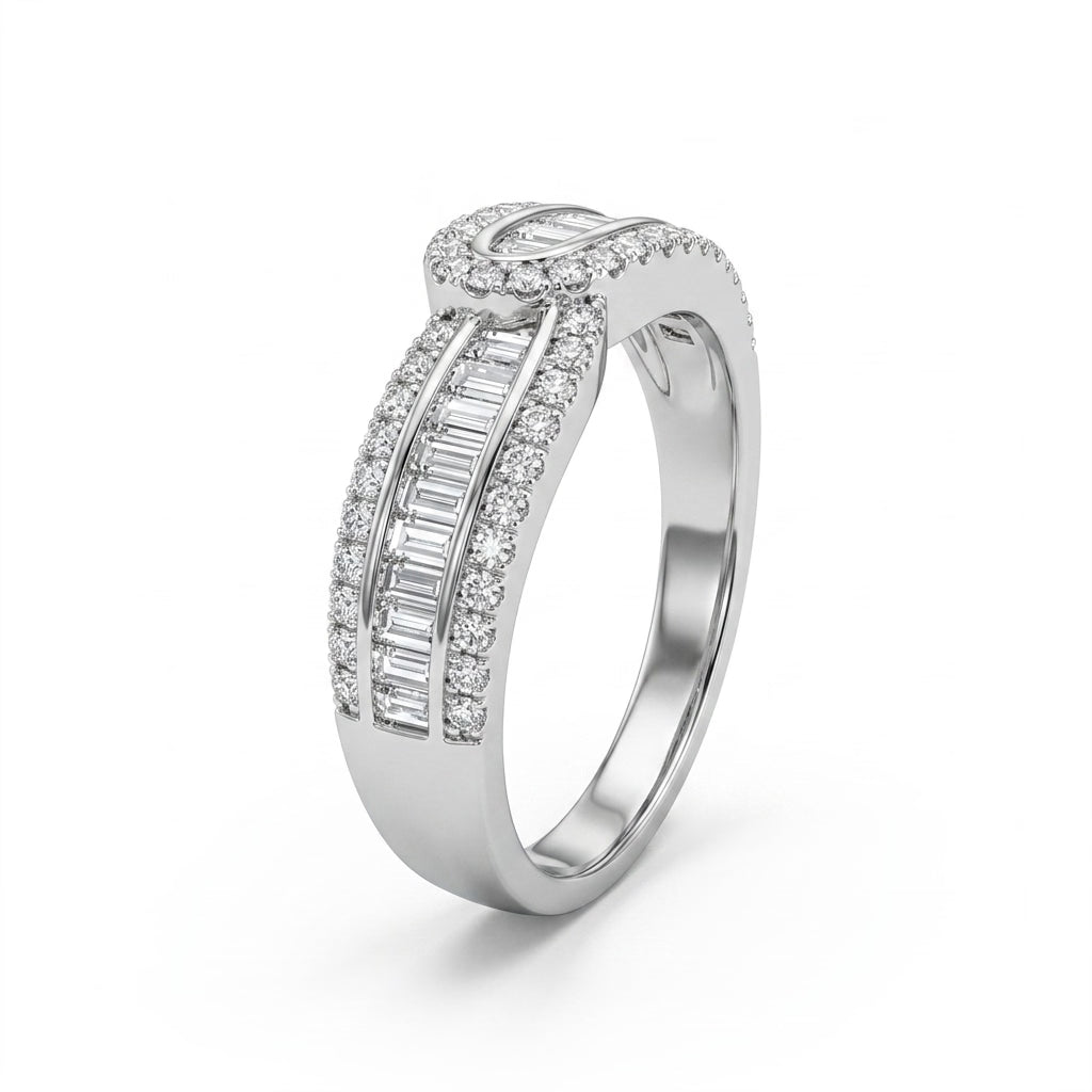 Pavé Tapered Baguette Engagement Ring (1.05 ct. tw.) in 18K White Gold