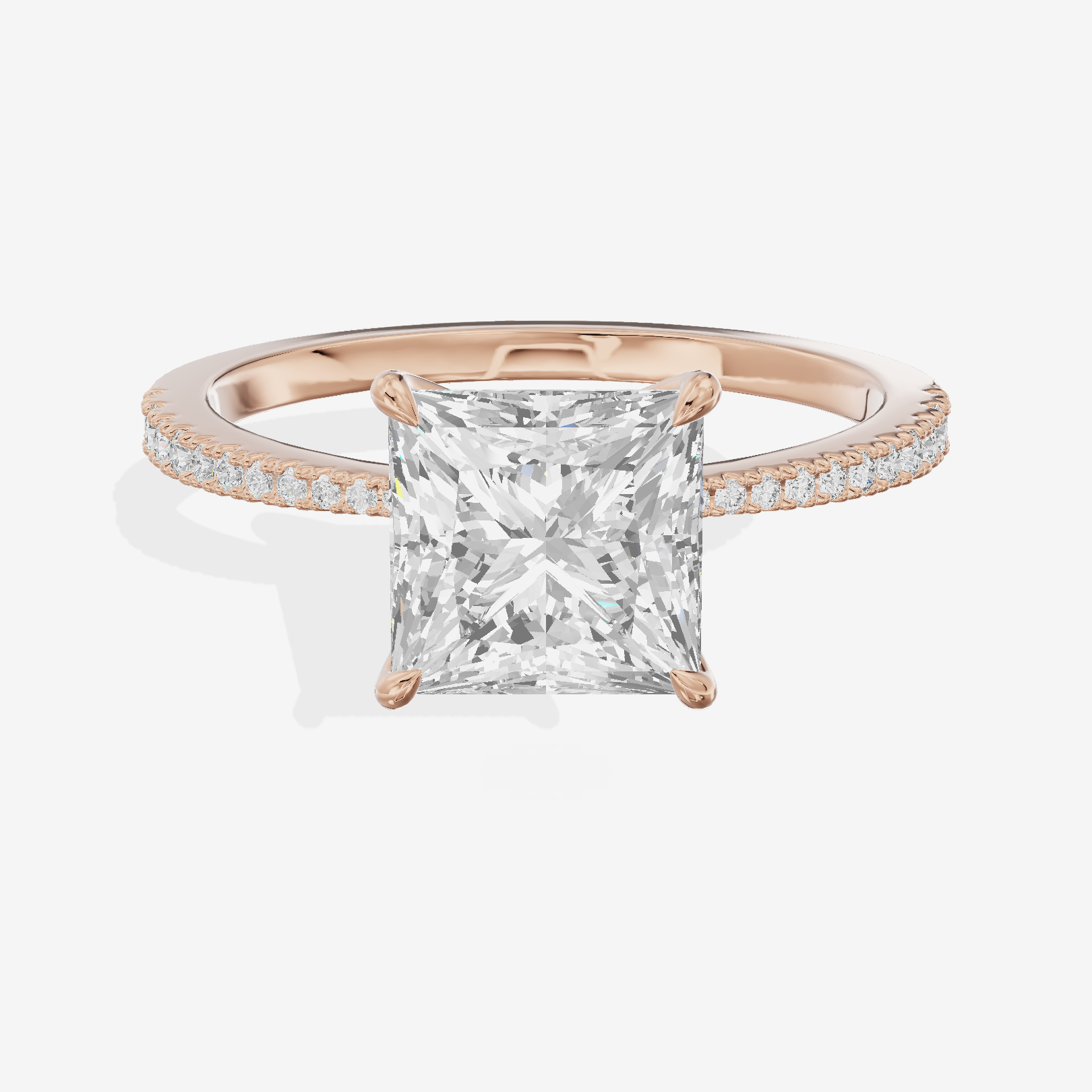 Luxe Promezza Princess Engagement Ring with Side Stones (1/2 ct. tw.) in 18K Rose Gold