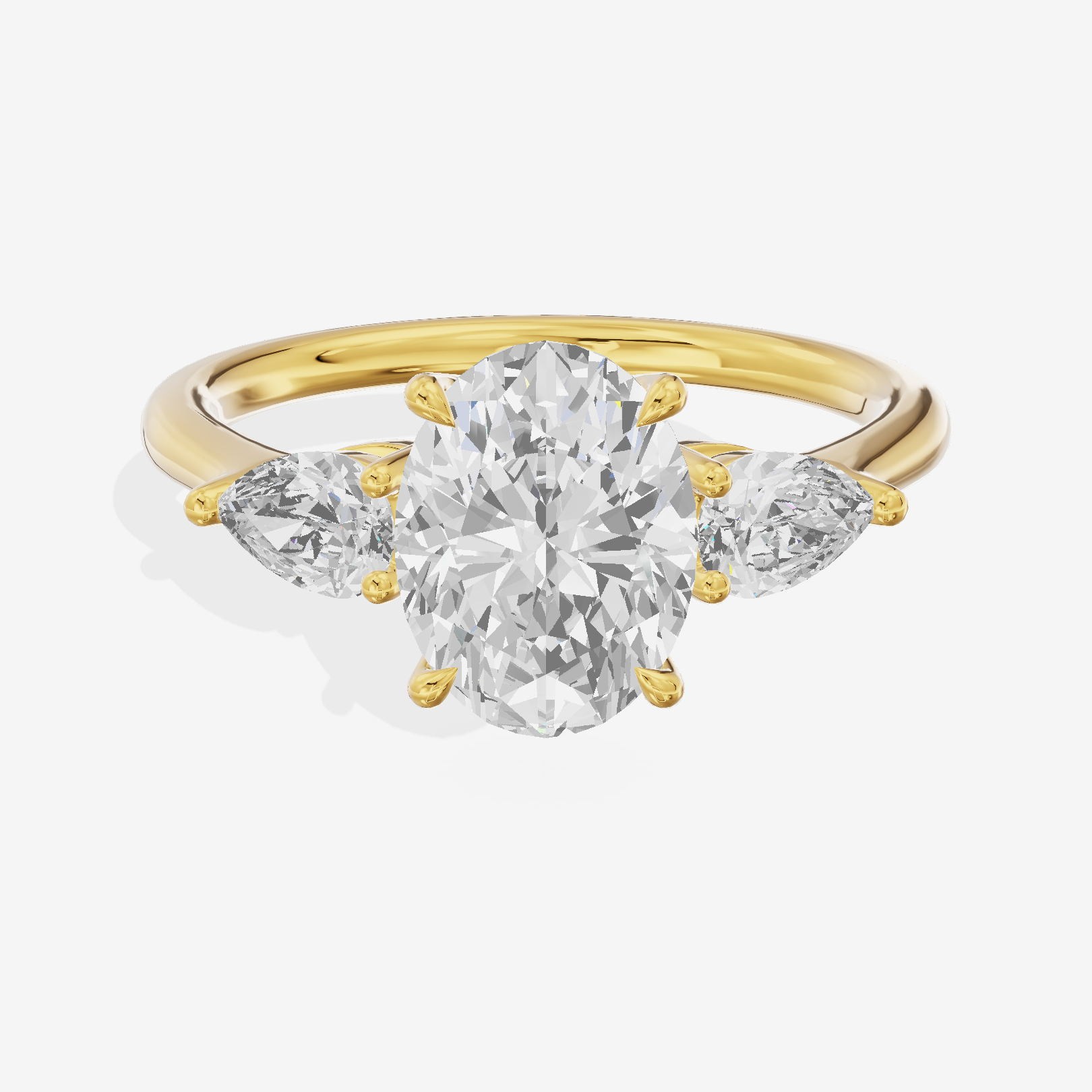 Luxe Aimora Three Stone Oval Engagement Ring (3/4 ct. tw.) in 18K Yellow Gold