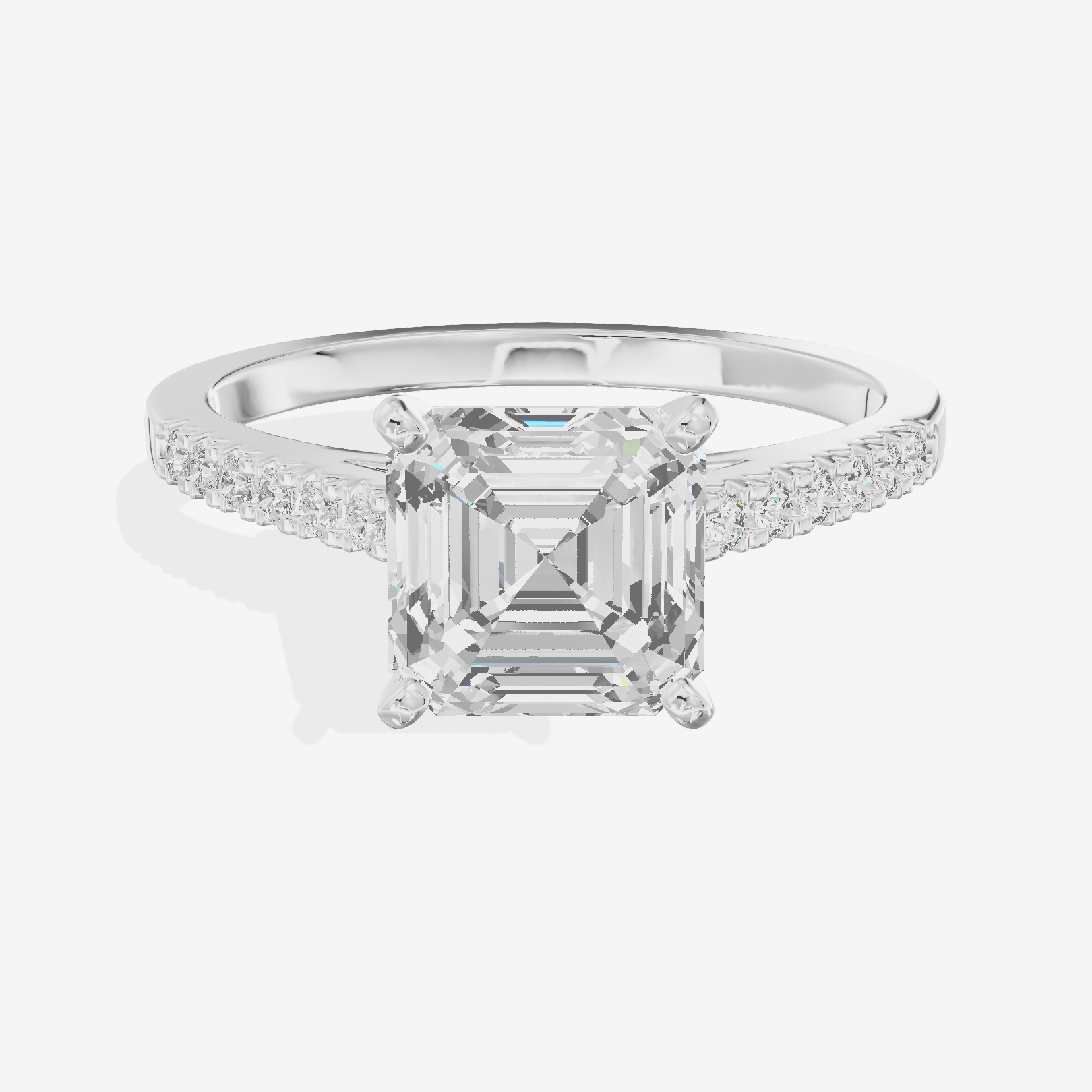 Sworn Vowsae Asscher Engagement Ring with Side Stones (1/10 ct. tw.) in Platinum