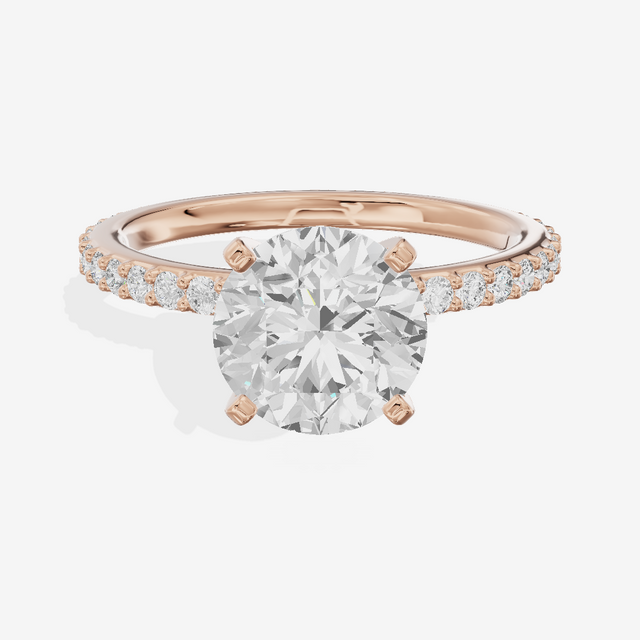 Petite Trellise Round Engagement Ring with Side Stones (1/3 ct. tw.) in 18K Rose Gold