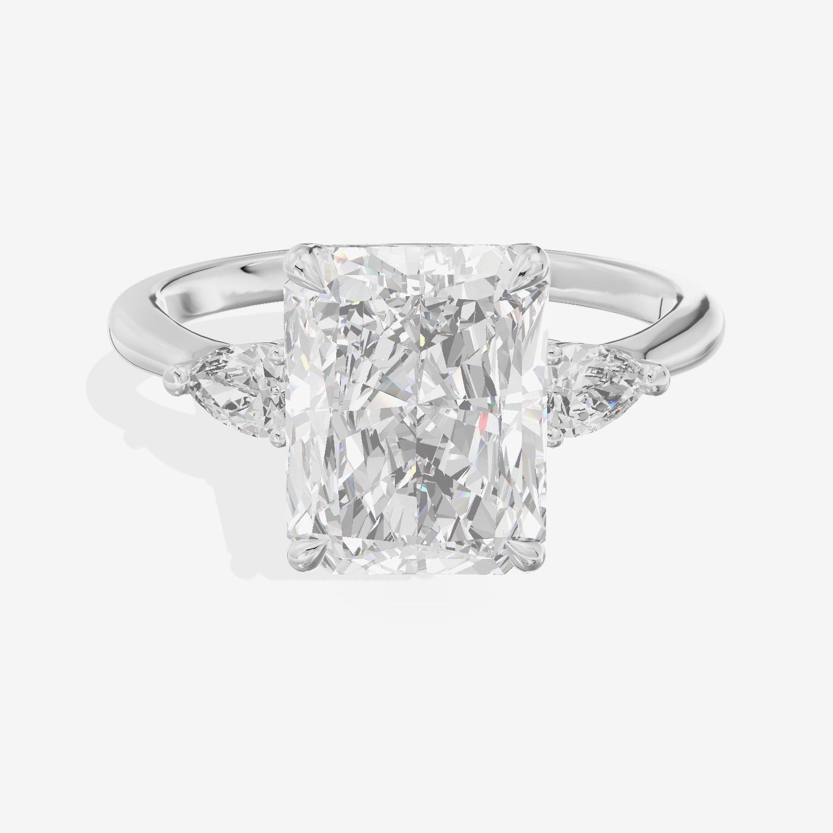 Petite Aimora Three Stone Radiant Engagement Ring (1/4 ct. tw.) in 18K White Gold