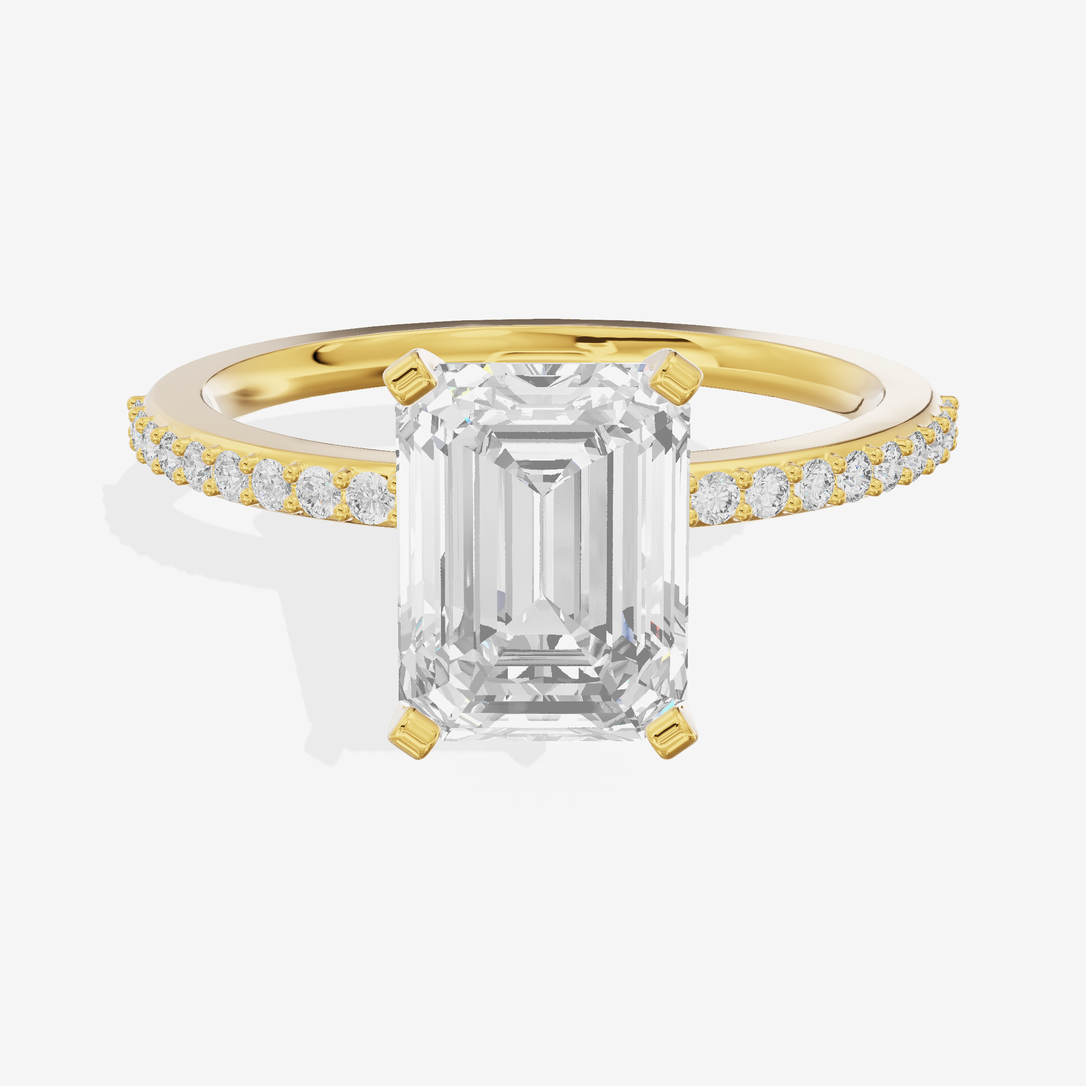 Solea Cathedral 2mm Emerald Engagement Ring with Side Stones (1/2 ct. tw.) in 14K Yellow Gold