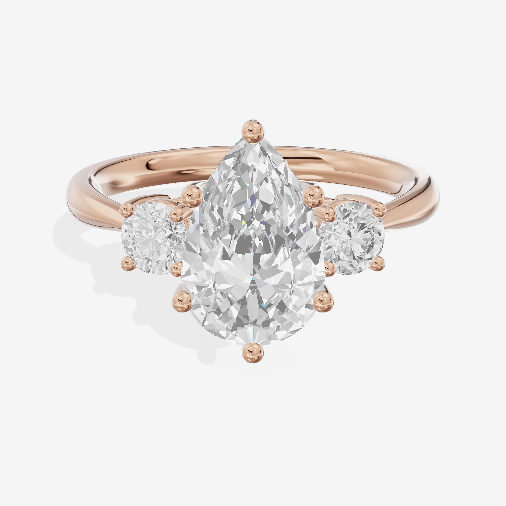 Petite Liviana 2mm Pear Three Stone Engagement Ring (1/2 ct. tw.) in 14K Rose Gold