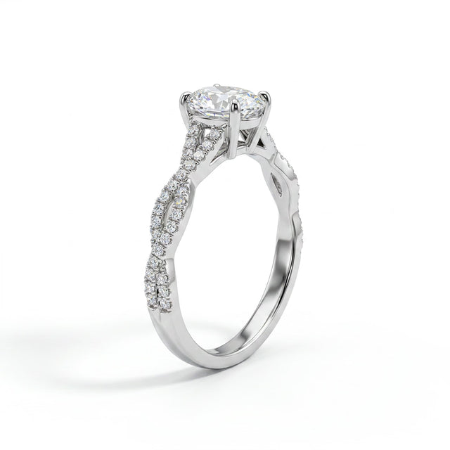 Solitaire Twist Oval Engagement Ring (1.1 ct. tw.) in 18K White Gold