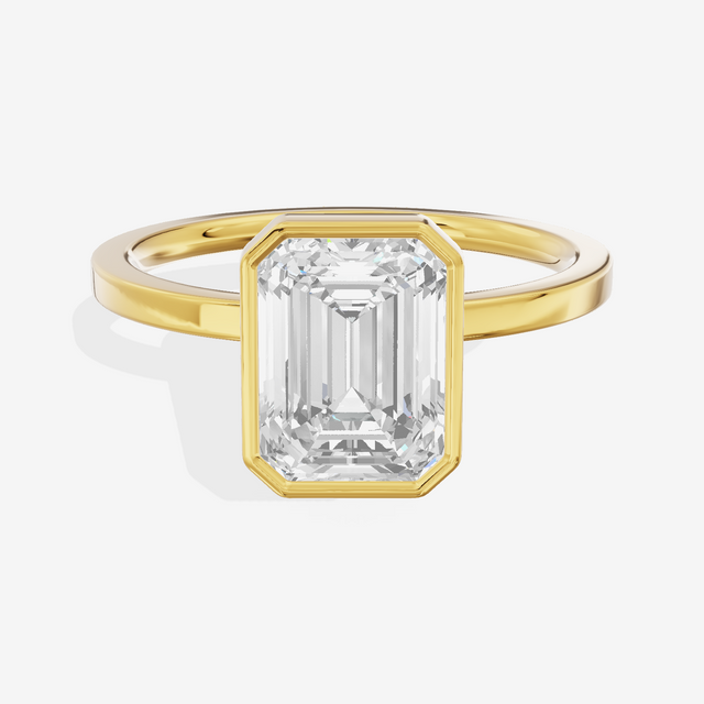 One of One Classic 1.5mm Emerald Bezel Engagement Ring in 18K Yellow Gold