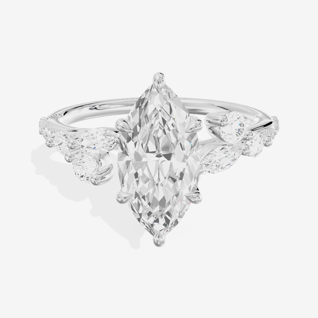 Luxe Halcyon Marquise Milgrain Engagement Ring (1/3 ct. tw.) in Platinum