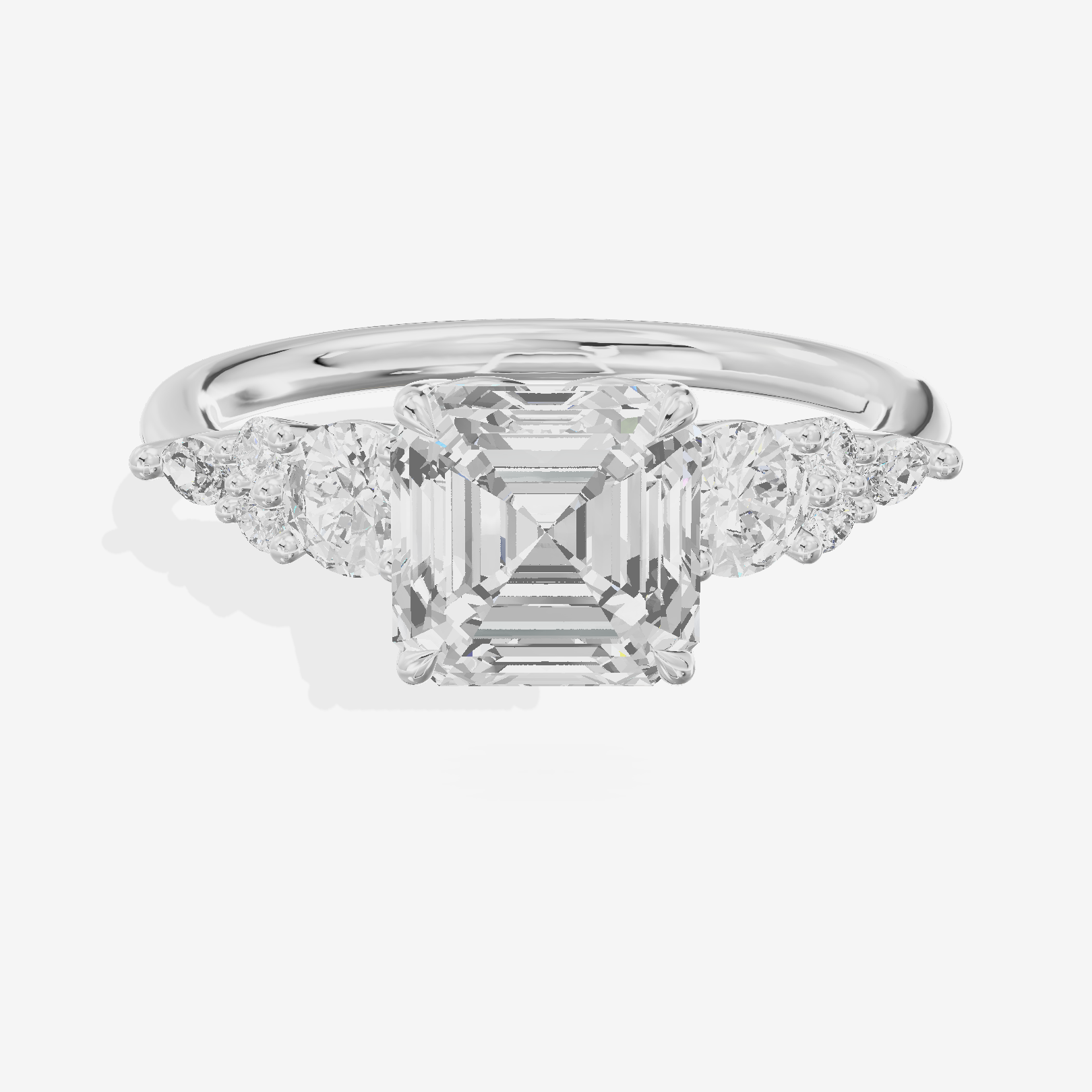 Triade Eternity Asscher Three Stone Engagement Ring (2/5 ct. tw.) in 18K White Gold